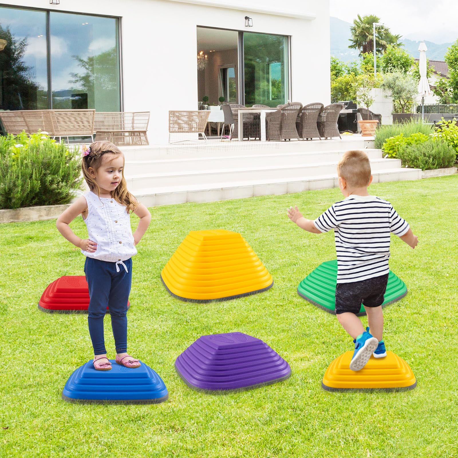 DREAMADE Pierres d'Équilibre Empilables pour Enfants, Parcours de Motricité, Antidérapantes, Jouets Sensoriels 3+