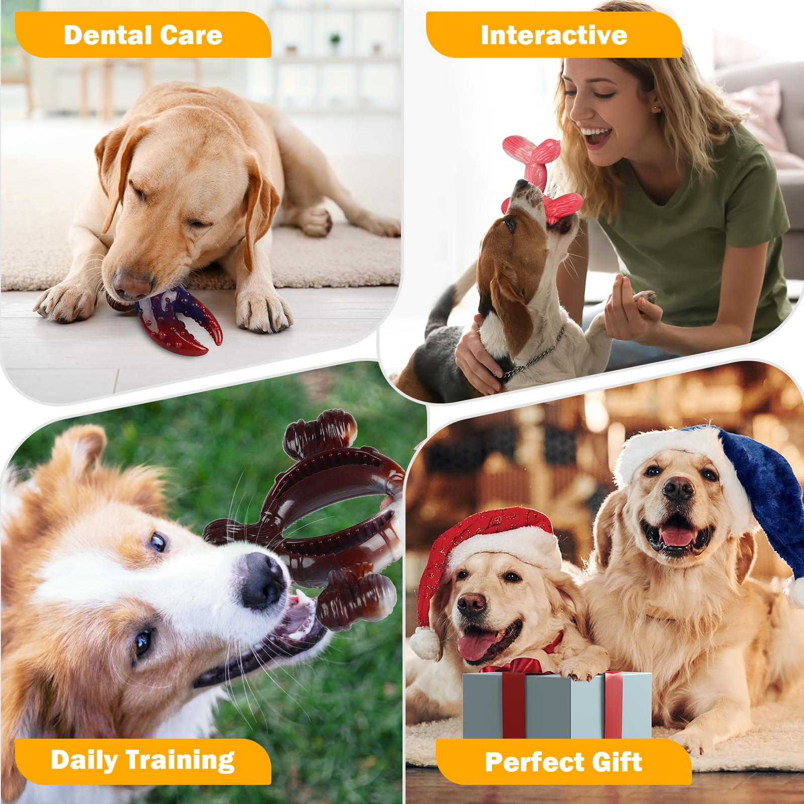 Juguetes para perros, paquete de 3 juguetes indestructibles para masticadores agresivos, nailon resistente y duradero, sabor a leche de tocino real, juguetes masticables para perros de raza