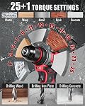 AVID POWER Sans pinceaux Power Ensemble de forages, 20V Kit pilote sans fil avec batterie 2.0Ah et chargeur, 3/8-Inch Chuck en métal, 355 Torque en lbs, 2-Variable Vitesse, 26 Position et 22pcs Accessoires