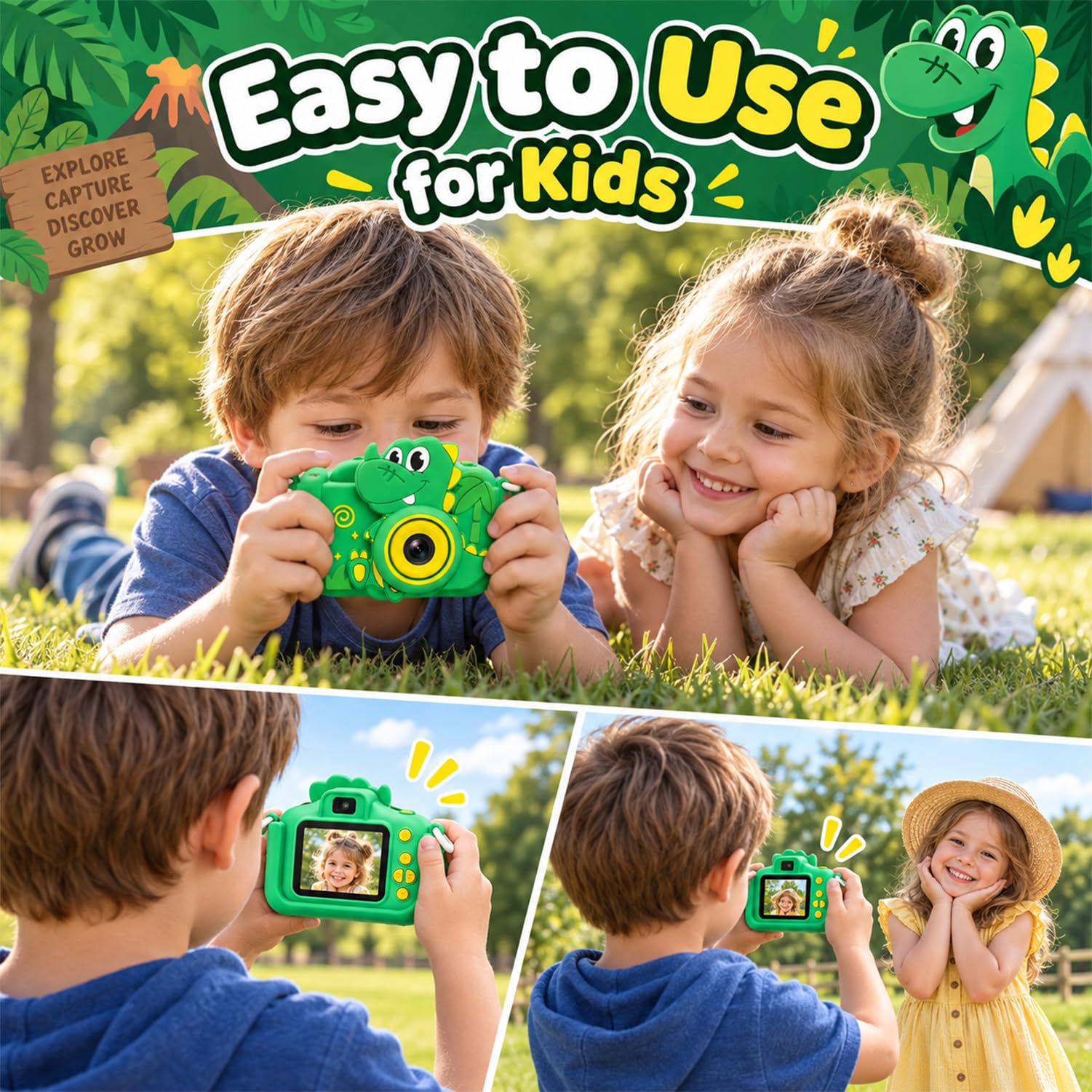 Dinosaur Kids Camera - Toy Camera for Boys & Girls -7