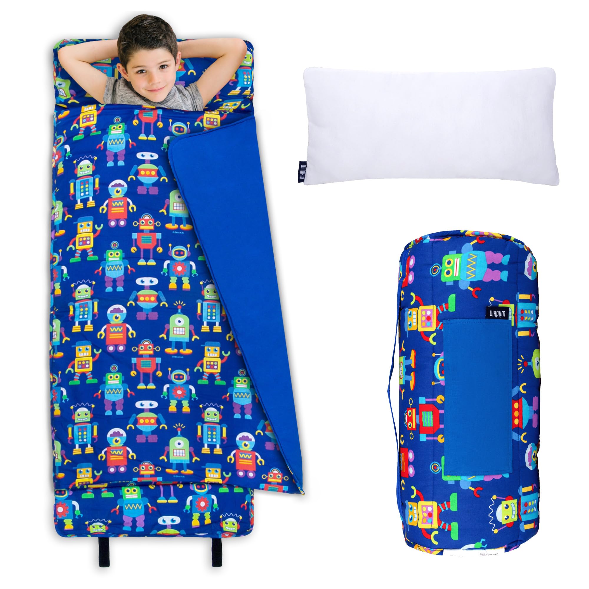 Wildkin Nap Mat with Pillow and Blanket, Preschool Rest Mat