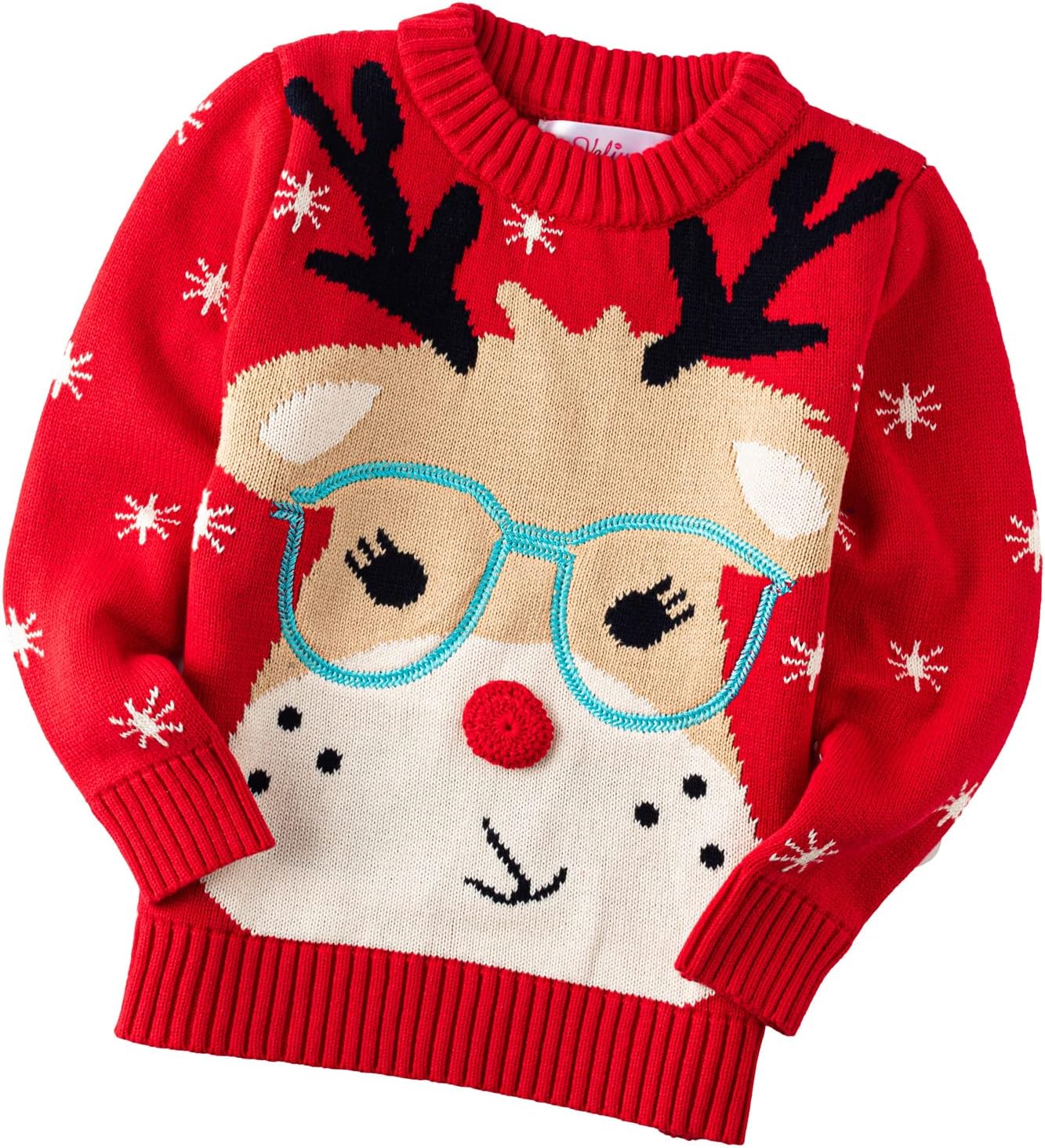 Velius Girl's Long Sleeve Knit Elk Christmas Sweater Tops