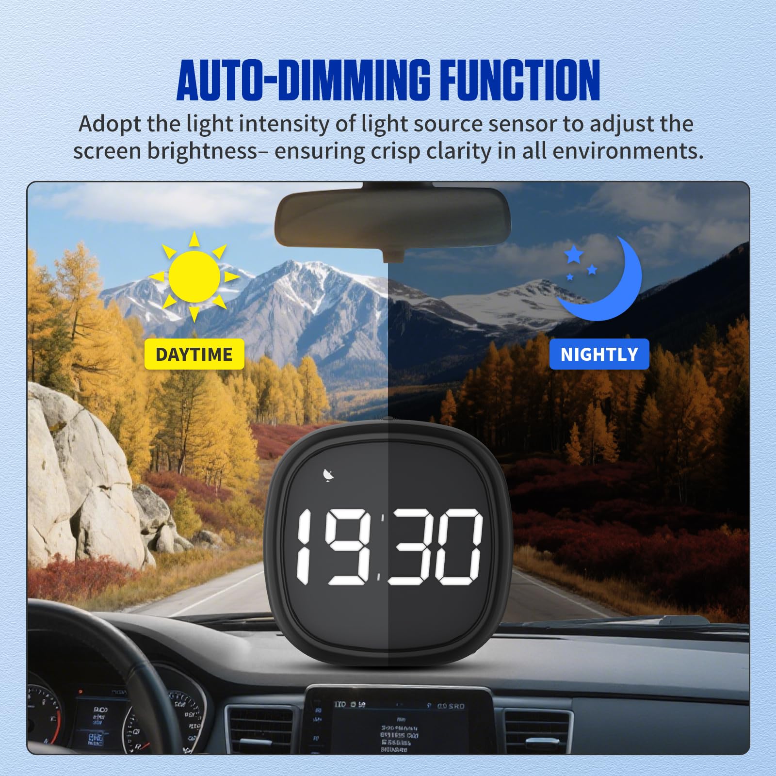 MRCARTOOL M30 Auto HUD GPS Tachimetro Digital Head-up Display KMH/MPH Universal Car HUD con Schermo LCD da 2.5", Avviso di Fatica, Avviso di Velocità, Bussola, per Tutti i Veicoli e Moto, DC 5V-24V