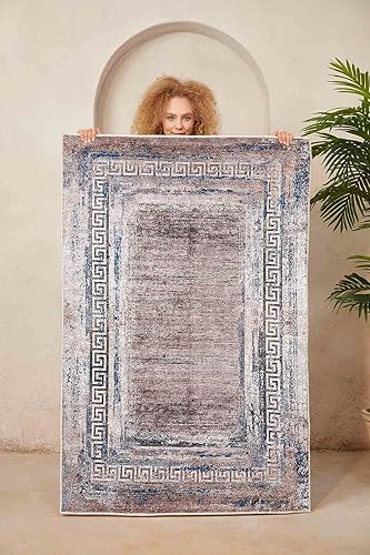 Miniatura 2 de LaModaHome Alfombra antideslizante Borde gris suave lavable a máquina, alfombra para dormitorio, interior y exterior, resistente a las manchas,