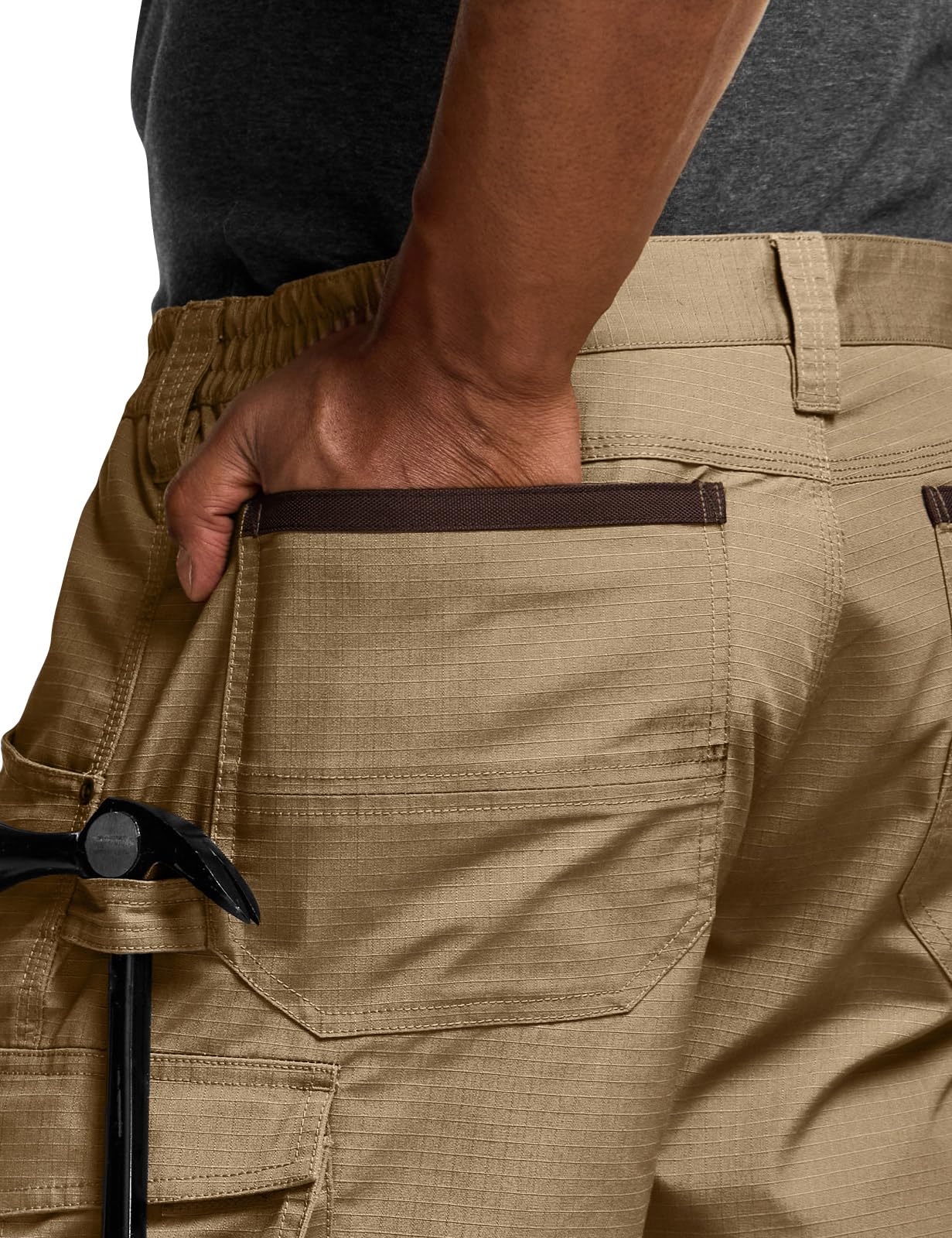 CQR Men's Quick Dry Work Pants, Water Resistant Outdoor Tactical Pants, Lightweight Stretch Cargo Hiking Pants — view 6