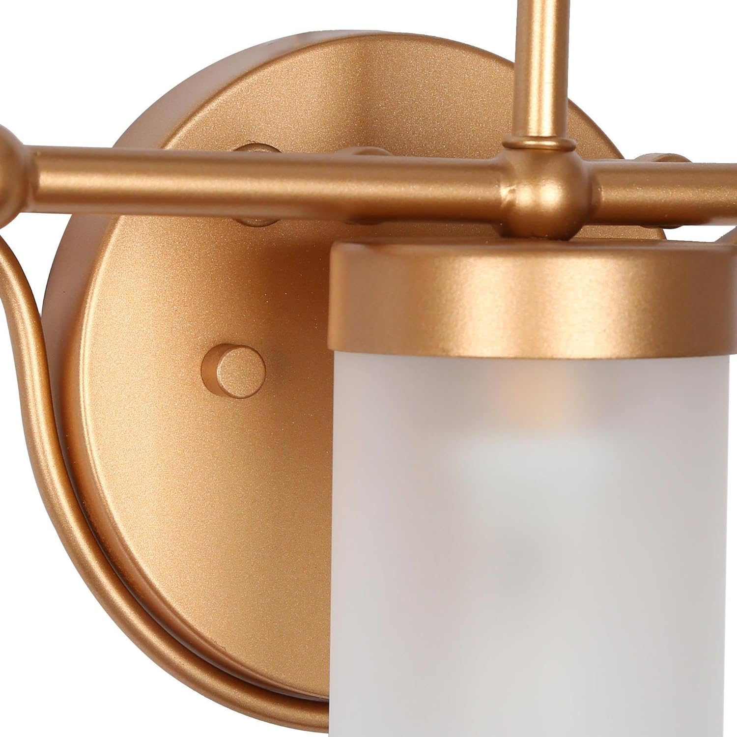 KSANA Modern Gold Bathroom Light Fixtures Over Mirror 3-Light Bathroom Vanity Lights with Frosted Glass Shade