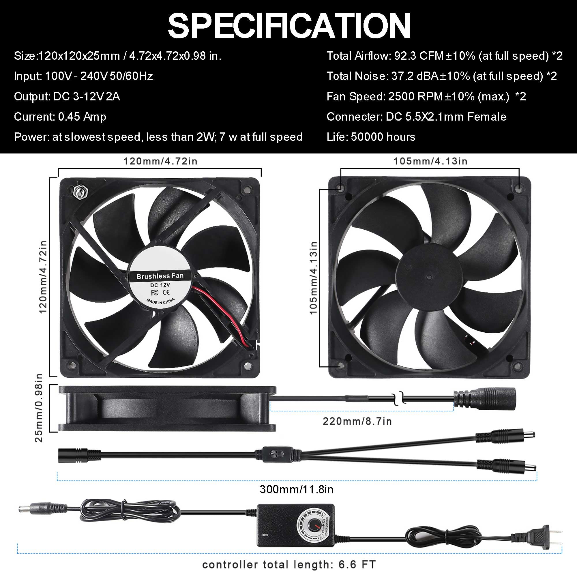 Amazon.co.jp: ALAMSCN デュアル120mm コンピューターケースファン 12V