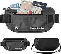 Vista 2 de travel inspira Cinturón de dinero de viaje con soporte delgado antirrobo para pasaporte con bloqueo RFID para viajes, cartera de viaje oculta debajo