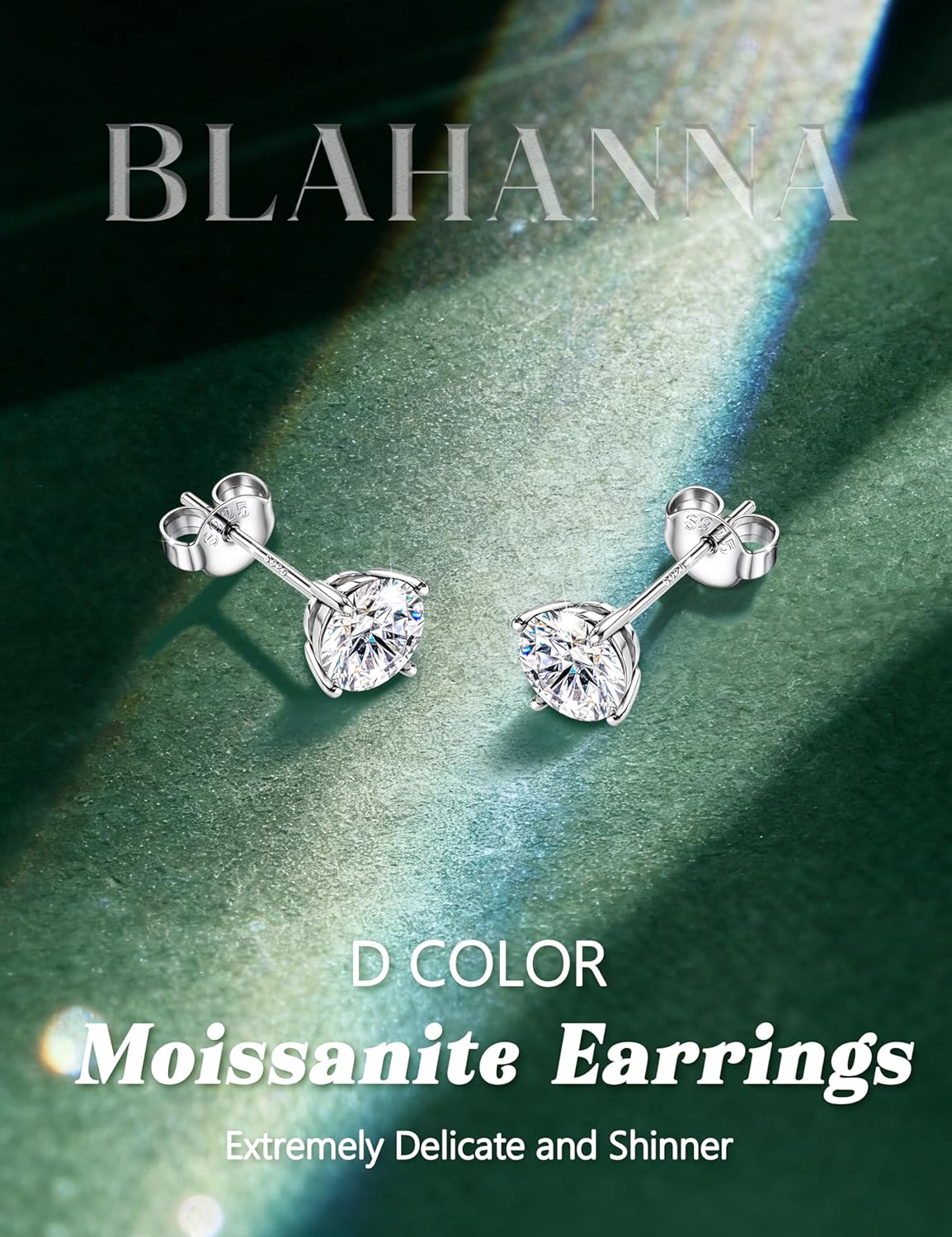 Moissanite Stud Earrings 18K White Gold Plated Brilliant Round Cut Solid 925 Sterling Silver Hypoallergenic Dainty Moissanite Jewelry for Sensitive Ear D Color VVS1 Clarity for Women Men 0.8CT-3CT - Image 7