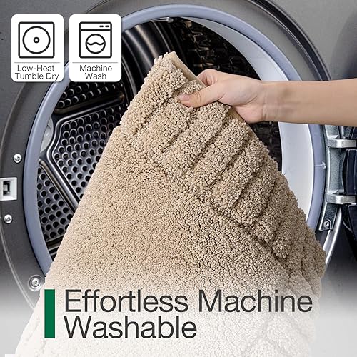 Miniatura 6 de LUMI Alfombras de baño antideslizantes con parte trasera de goma, alfombra de baño de microfibra de felpa extrasuave, absorbente, lavable a máquina,