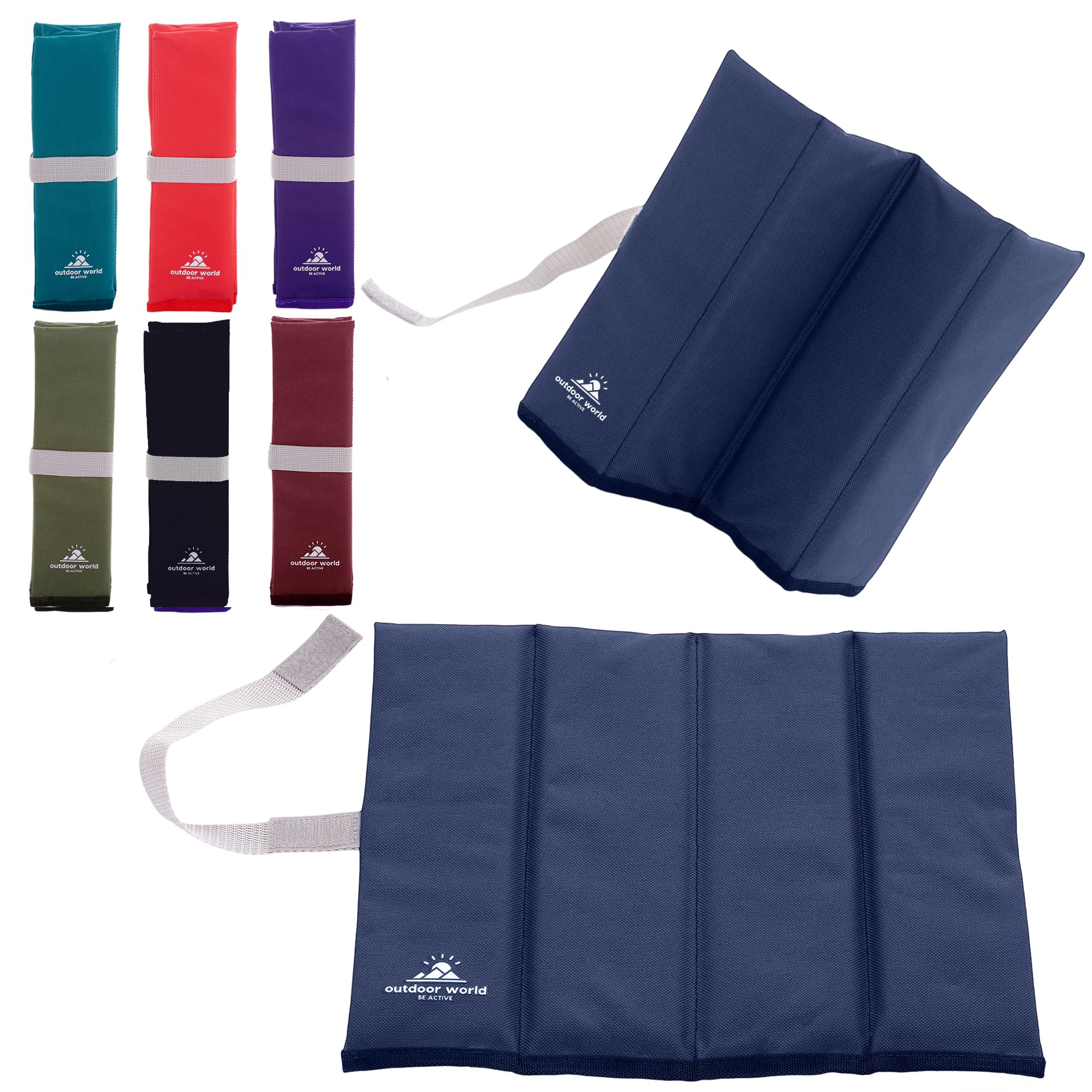 Outdoor World Folding Sit Mat – Lightweight Waterproof Foam Seat Pad for Camping, Hiking, Festivals & Picnics – Compact Foldable Cushion for Outdoor, Stadiums & Garden Use (Navy)