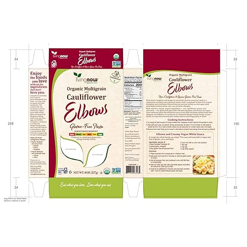Miniatura 3 de NOW, Living NOW, NOW Natural Foods, Organic Multigrain and Coliflor Codos sin gluten, hecha sin lácteos, trigo, soja, nueces, maíz o huevos, 8 onzas