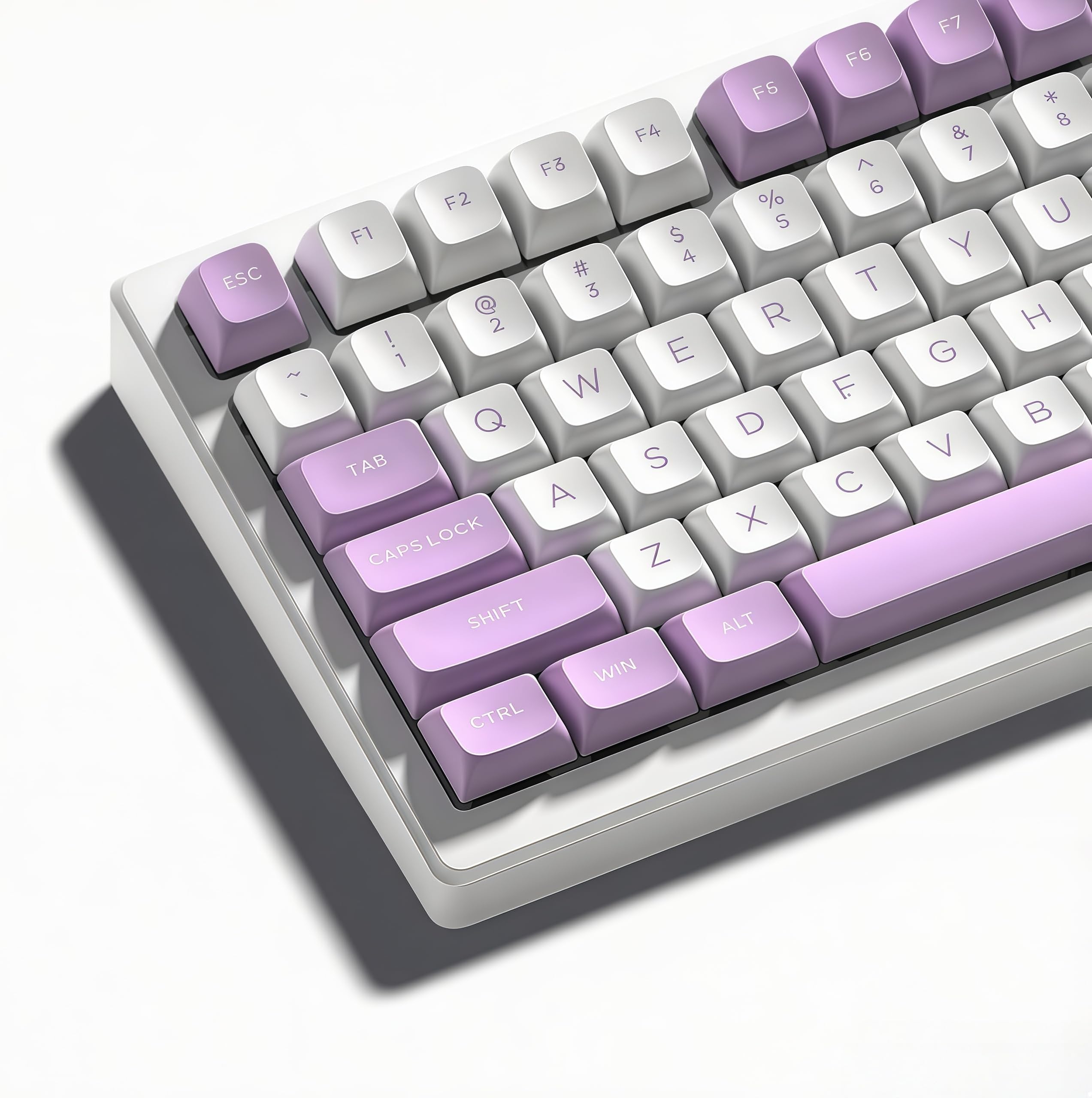 184 Keys Double Shot Keycaps, PBT Custom Keyboard Keycaps Full Set, XVX Profile Keycaps for 60% 65% 75% 100% Cherry Gateron MX Switches Mechanical Keyboard, White/Purple