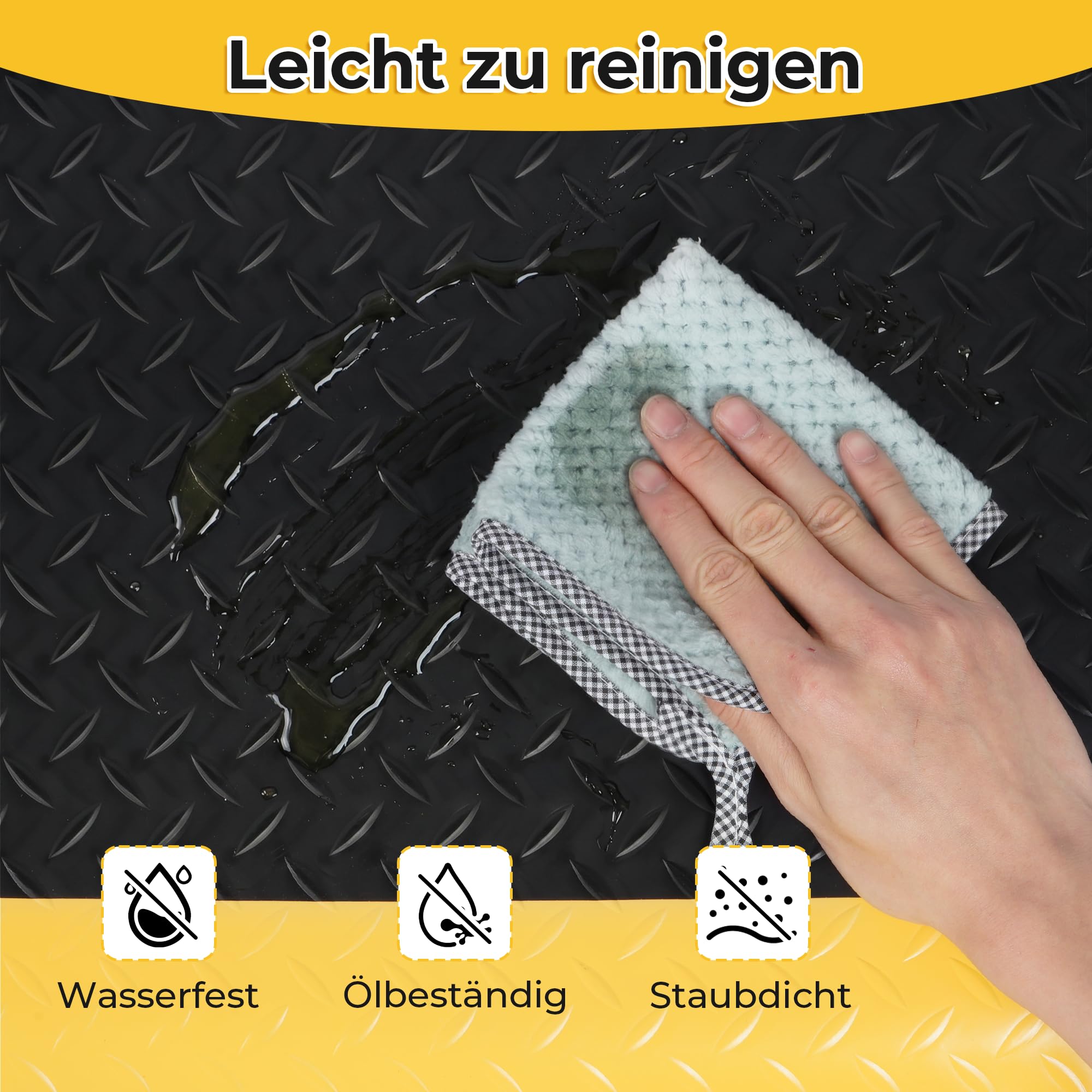 92x152cm Anti-Ermüdungsmatte Ergonomische Arbeitsplatzmatte | Anti Fatigue Stehmatte Komfort Antimüdigkeitsmatte für Steharbeitsplätze, Küche, Werkstatt und Fließband (Schwarz-gelb)