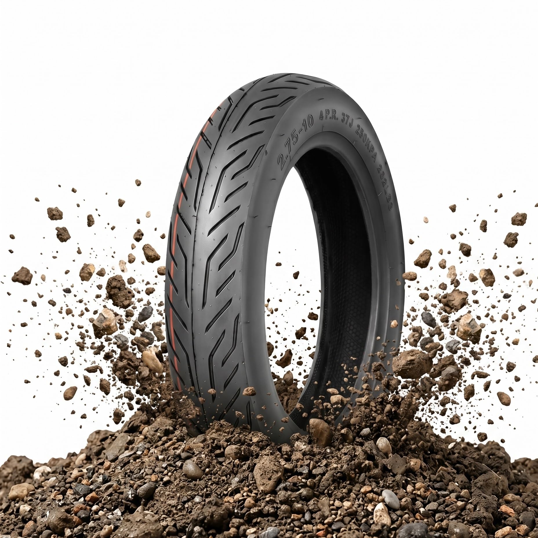 2.75-10 Pneumatico Tubeless, Copertone Anteriore Posteriore per Dirt Bike Mini Moto, Battistrada Stradale Scanalato Tutto Tempo, 37J 4PR Carico Max 128kg (282Lbs)