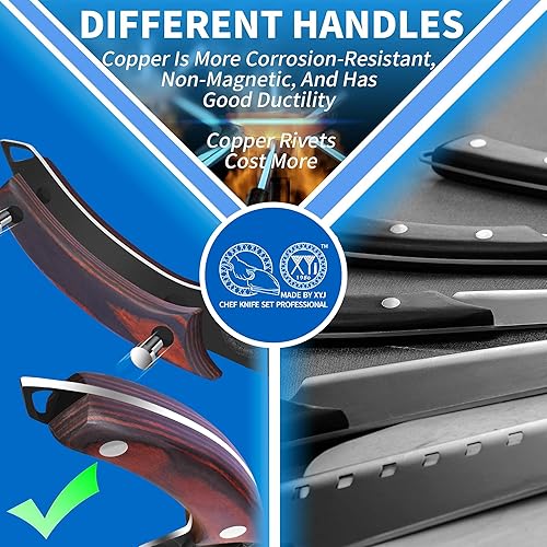 Miniatura 5 de XYJ Juego de cuchillos de cocina profesional con cuchillas forjadas de acero de alto carbono, cuchillo de chef, cuchilla, cuchillo de tallar,