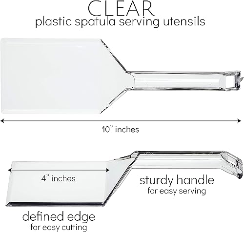 Miniatura 2 de Plasticpro Espátula desechable de plástico para servir, utensilios de servicio duraderos y resistentes, transparentes, paquete de 4