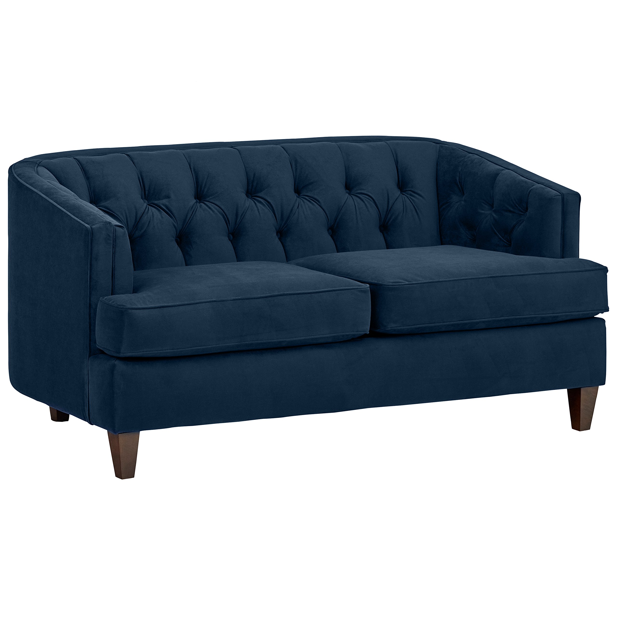 Amazon Brand – Stone & Beam Leila Velvet Tufted Living Room Loveseat Sofa, 69"W, Ink Blue