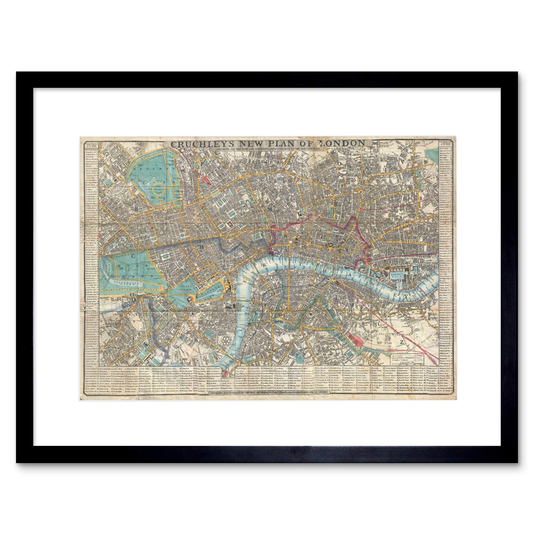 Wee Blue Coo Map Illustrated Antique Crutchley London Framed Wall Art Print