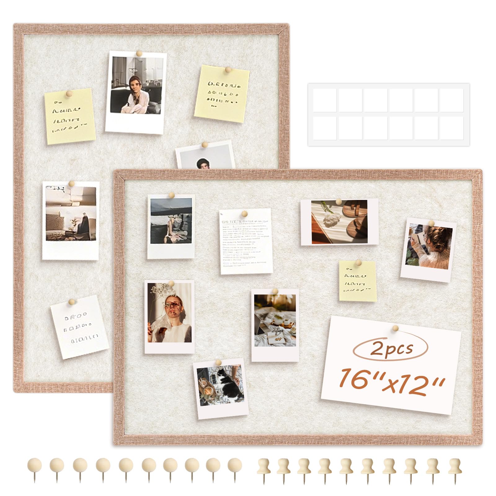 DOLLAR BOSS Felt Framed Bulletin Board, 2 Pcs 16" x 12", Beige