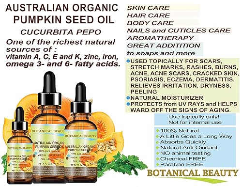 Miniatura 6 de Aceite orgánico australiano de semillas de calabaza. Aceite botánico prensado en frío 100 % puronaturalsin diluirsin refinar 2 oz fl- Para cuidado