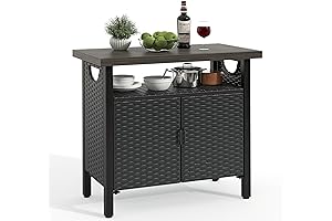 YITAHOME Patio Bar Table and Weatherproof Outdoor Cabinets