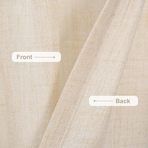 Miniatura 8 de DriftAway Cenefa plisada para ventana de cocina, cenefa de lino con textura de color beige liso, 108 pulgadas de ancho para sala de estar,