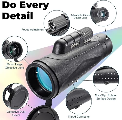 Miniatura 2 de Telescopio monocular de 12 x 50 para adultos y niños, de alta potencia, compacto, de bolsillo pequeño, portátil, telescopios monoculares con