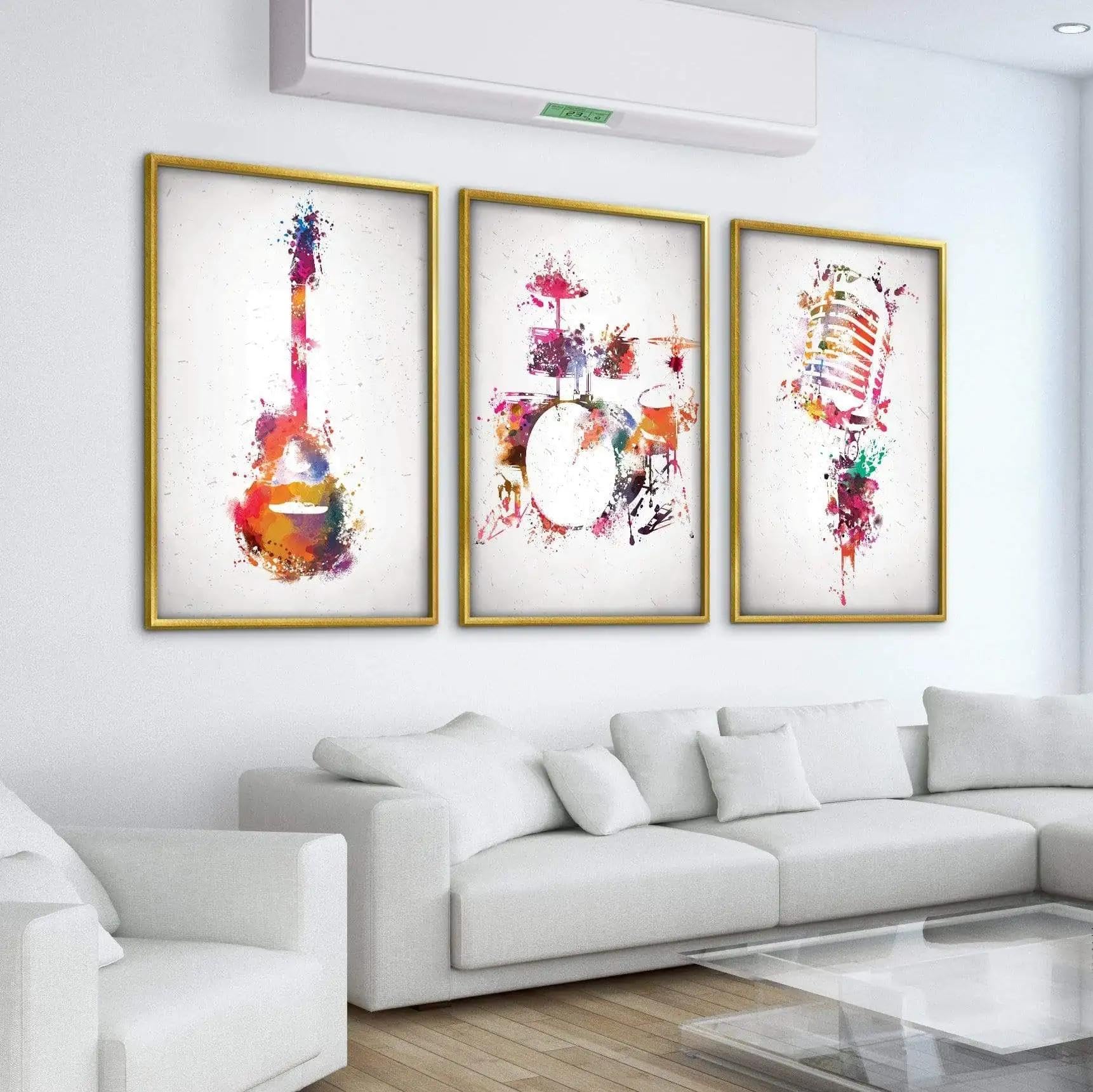 BMGKYAGL Stampa artistica su tela, poster musicale, dipinto, rock & roll, carta da parati colorata, decorazione per la casa, opera d'arte, quadro per soggiorno, murale, 40x60cm, 3 cornici