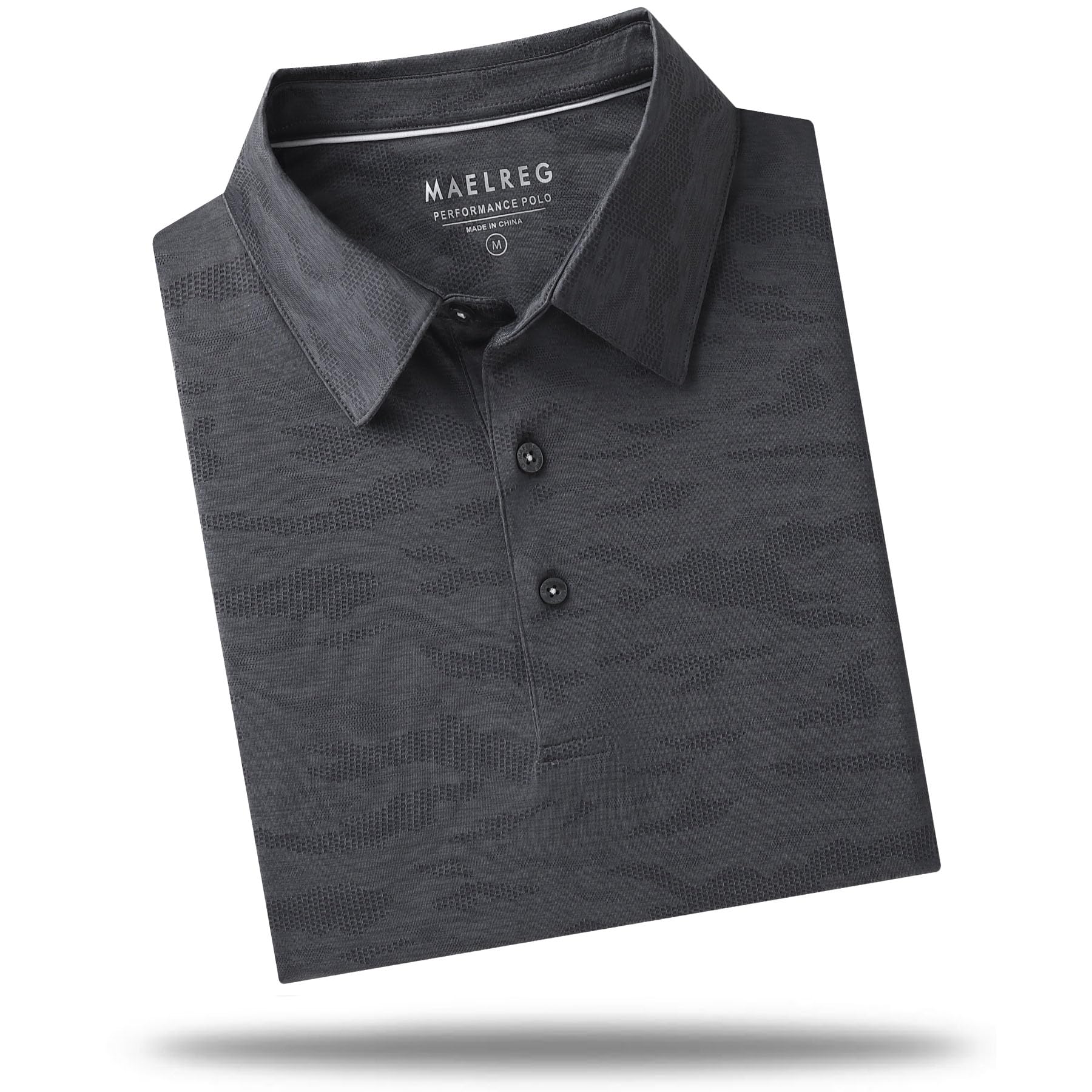 M MAELREG Golf Shirts for Men Short Sleeve Heather Jacquard Textured Stretch Moisture Wicking Performance Mens Polo Shirts