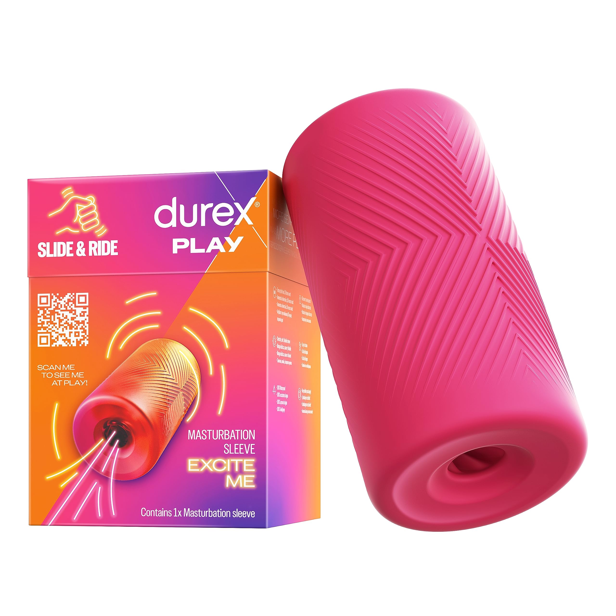 Durex Sensory Textured Male Masturbator Sleeve, Stretchy, Waterproof