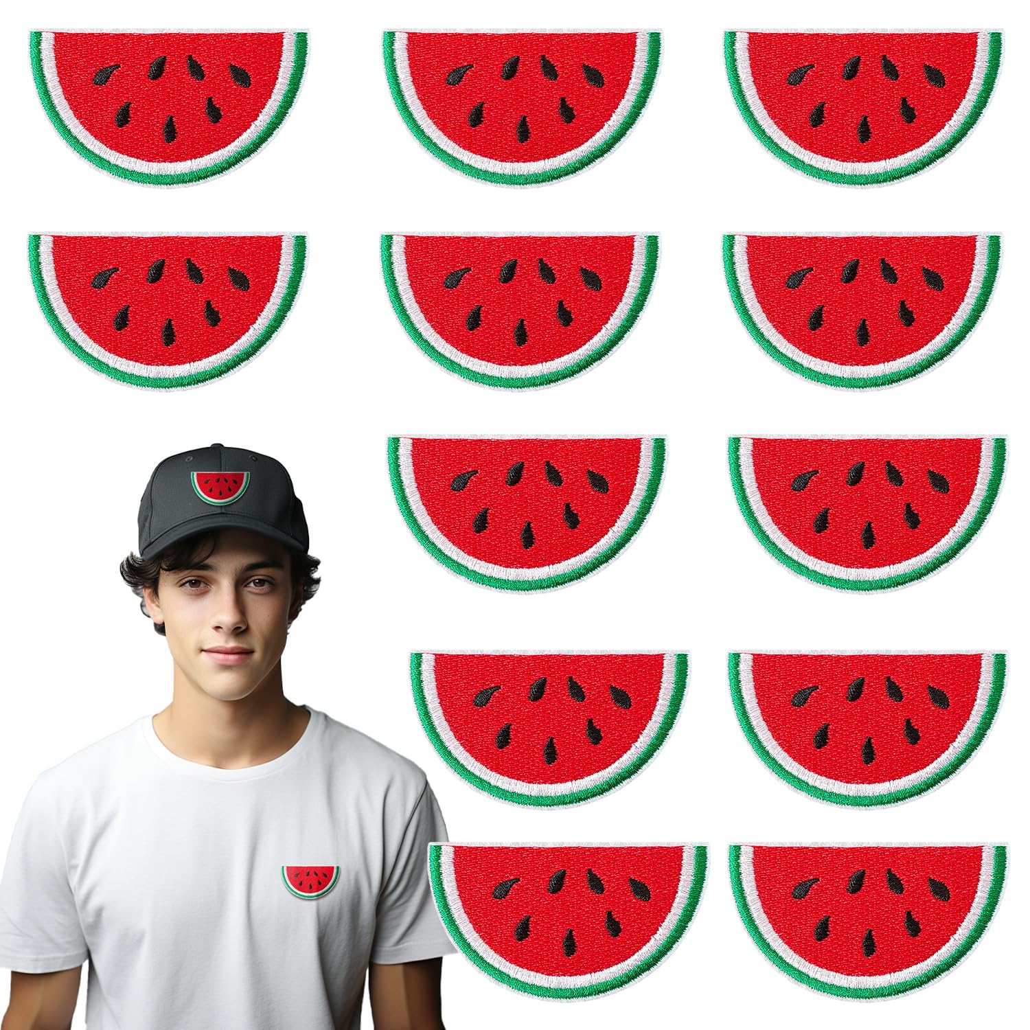 IANZE 12PCS Watermelon Iron on Patches, Sew on Embroidered Applique Watermelon Patches for Clothes, Jeans, Hats, T-Shirts, Backpacks, Etc — image 1