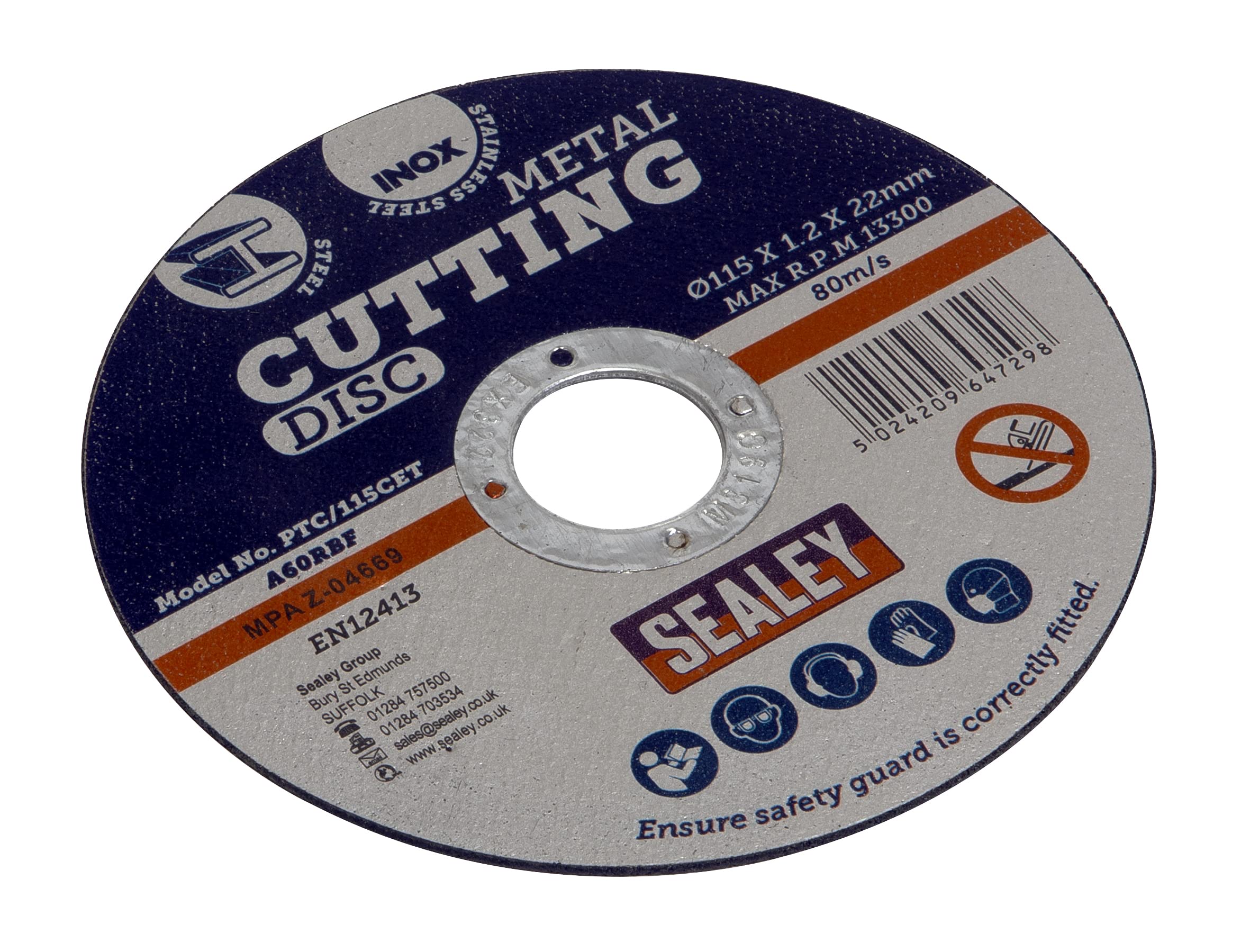 Sealey Ø115 x 1.2mm Cutting Disc Ø22mm Bore - Pack of 50 PTC115CET50