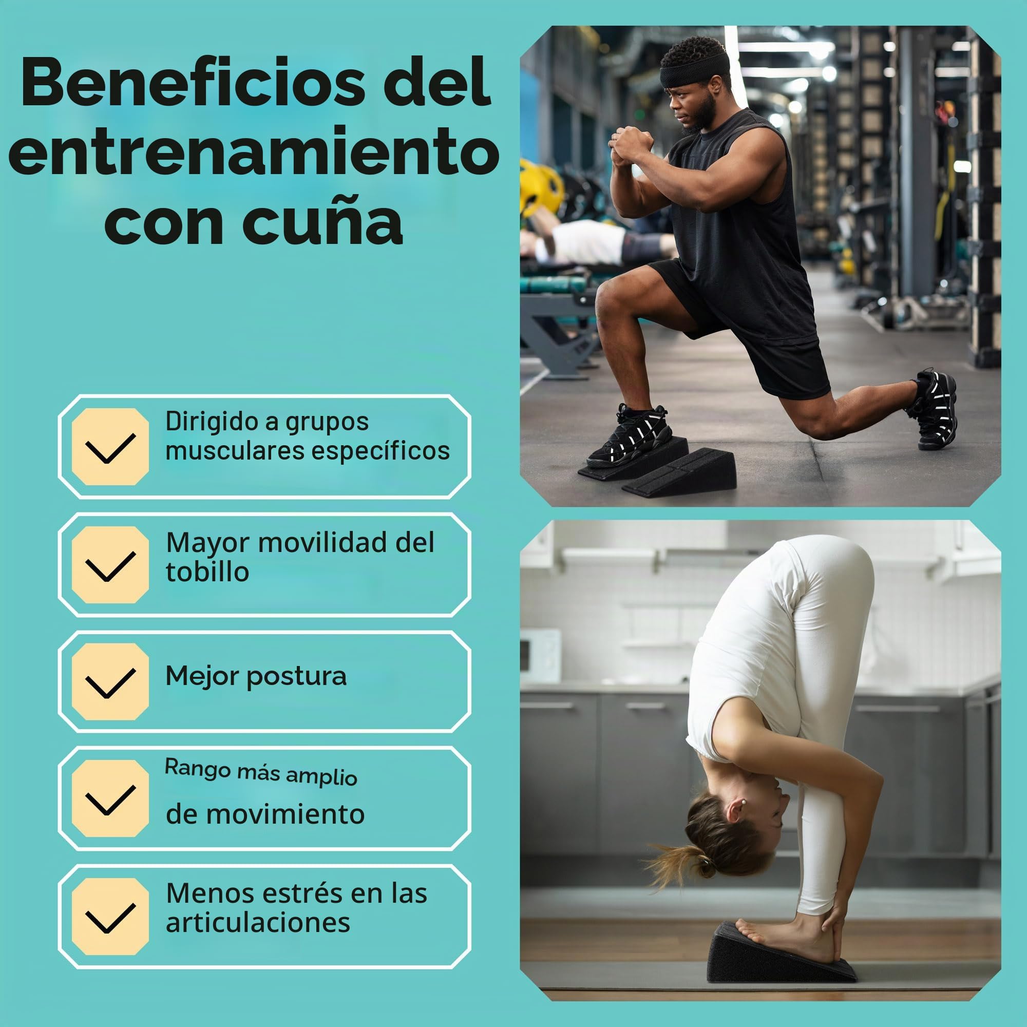 ZocoSquat Cuñas para Sentadillas – Inclinación Ajustable (8.5° y 17°) – Mejora la Profundidad de la Sentadilla, Movilidad del Tobillo y Seguridad Articular – Tabla Inclinada Ligera de Espuma EPP