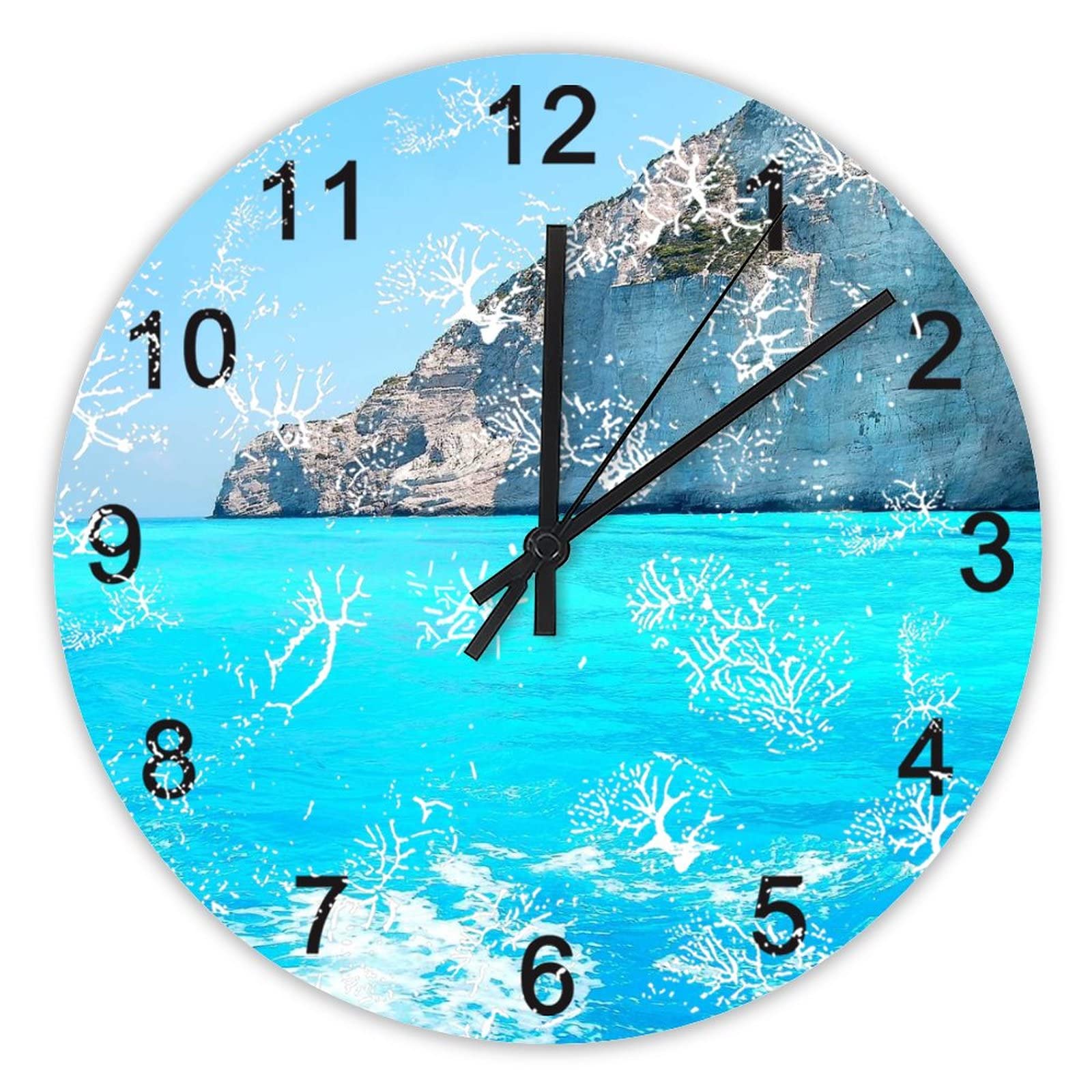 Horloge murale silencieuse 40,6 cm décoration d'intérieur bleu océan