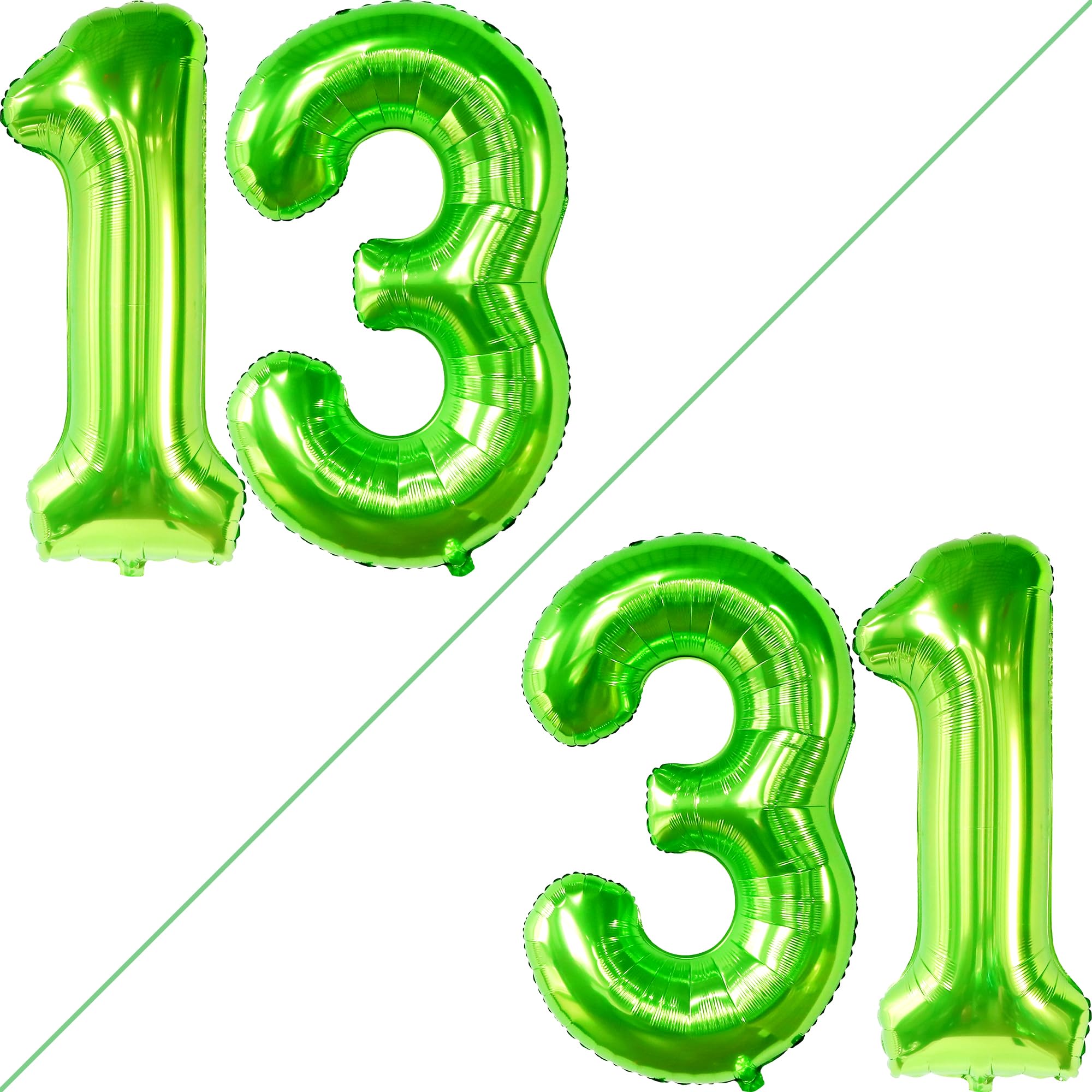 KatchOn, Light Green 13 Balloon Numbers - Big 40 Inch | Lime Green 13 Balloon Number | 13th Birthday Decorations for Boys | 13 Big Balloon, Happy 13th Birthday Balloons Green | Green Party Decorations