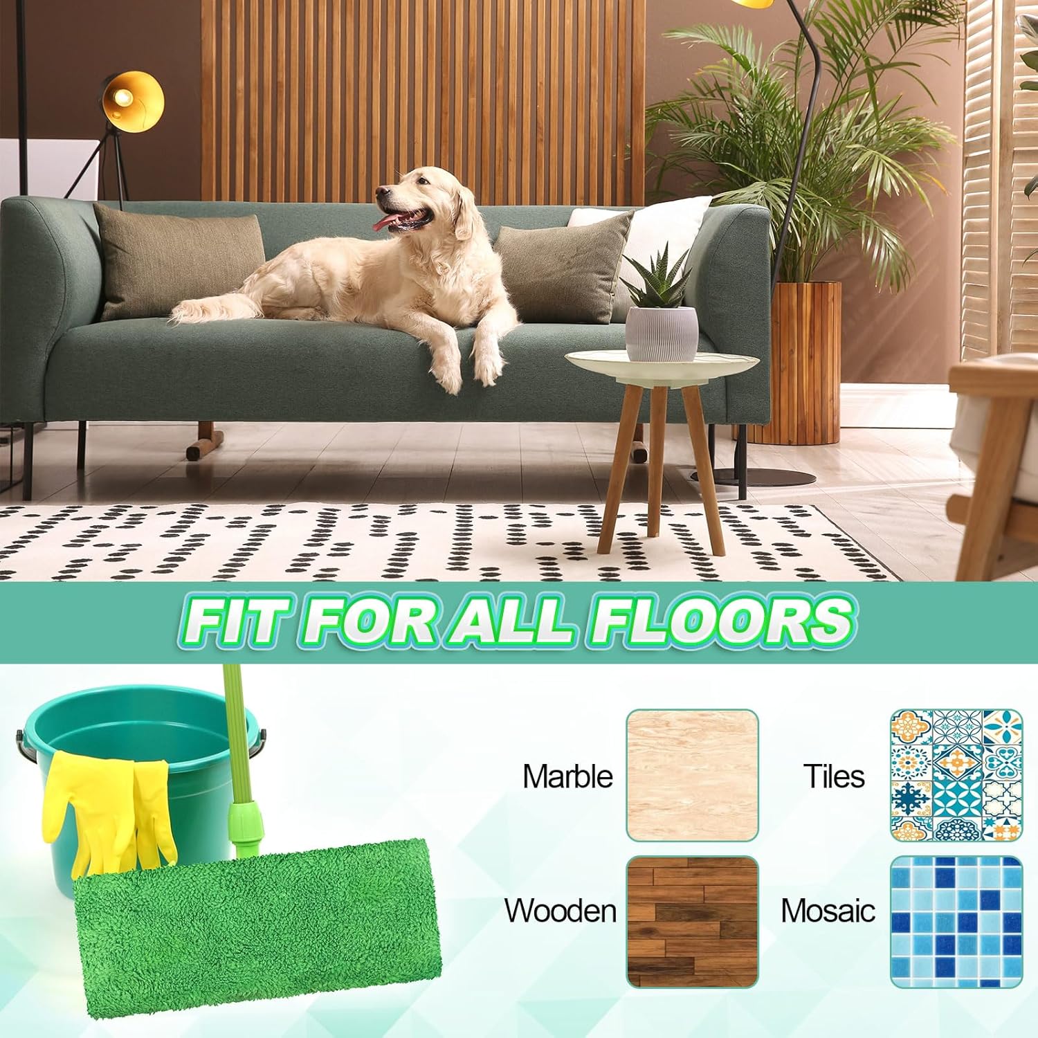 Nuogo Reusable Wet Mop Pads Refills Compatible with Swiffer Sweeper Mops Household Cleaning Tools Washable Mop Pads for Wet & Dry Use（48）