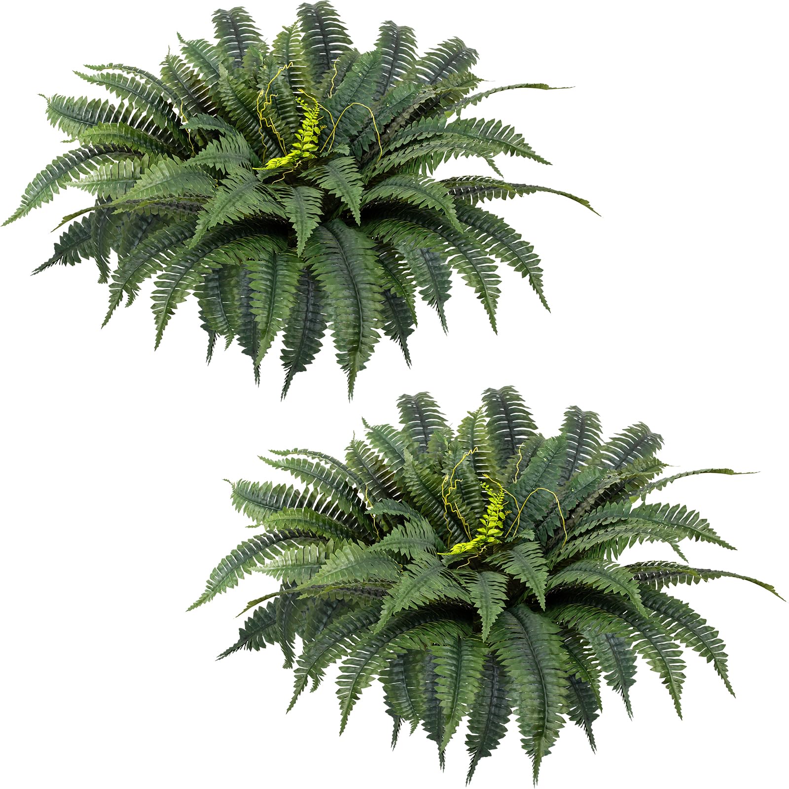 Fake Ferns 2Pcs 48'' Inch Artificial Boston Fern Plants Large,UV Resistant Hanging Faux Greenery with 88 Branches, Realistic Foliage for Porch Patio Planter, Indoor/Outdoor Decor