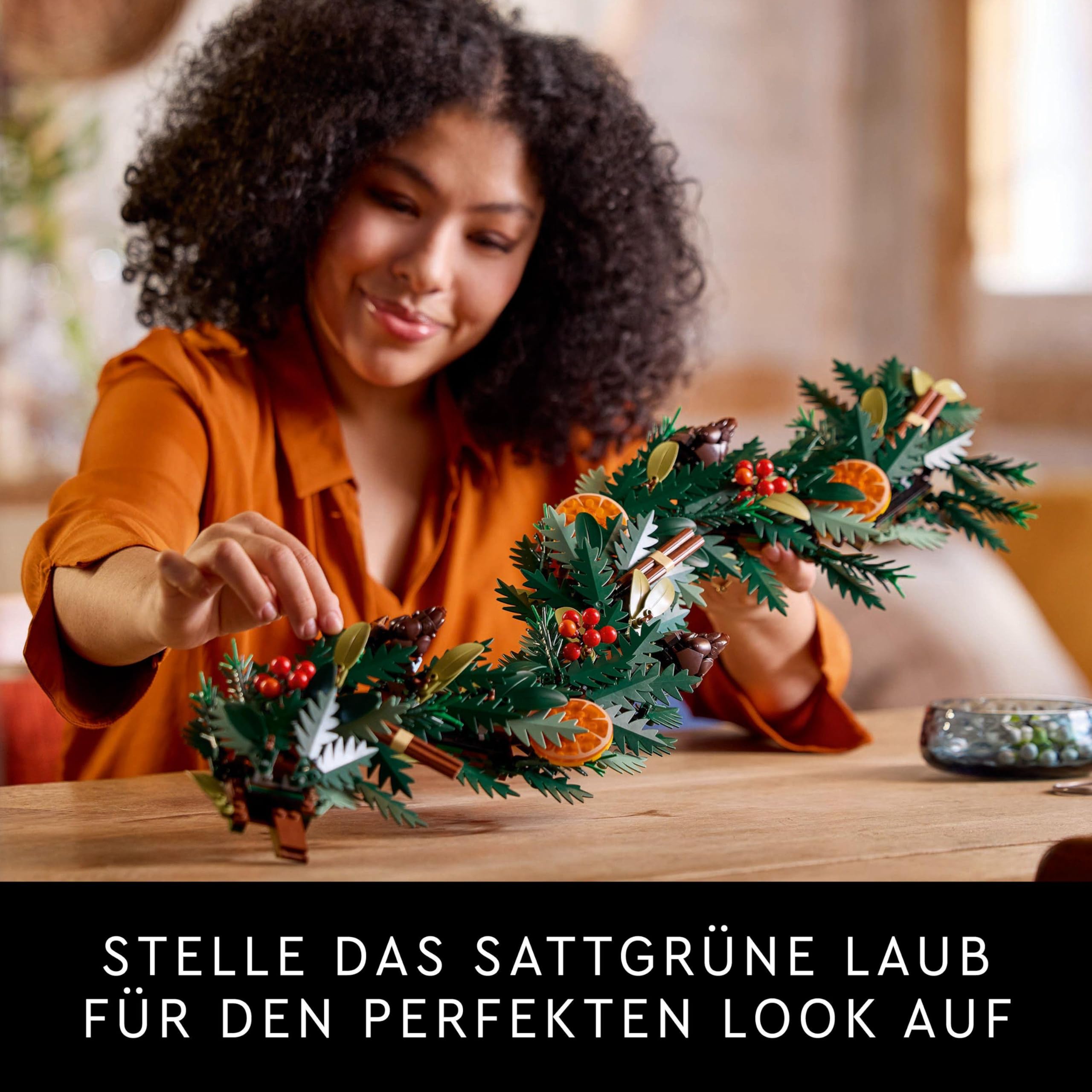 LEGO Botanicals Weihnachtskranz - Winterdeko zum Aufhängen - Weihnachtlicher Tischschmuck - Achtsames Bauprojekt - Adventskranz und Türkranz selber machen - Weihnachtsgeschenke für Erwachsene 10340
