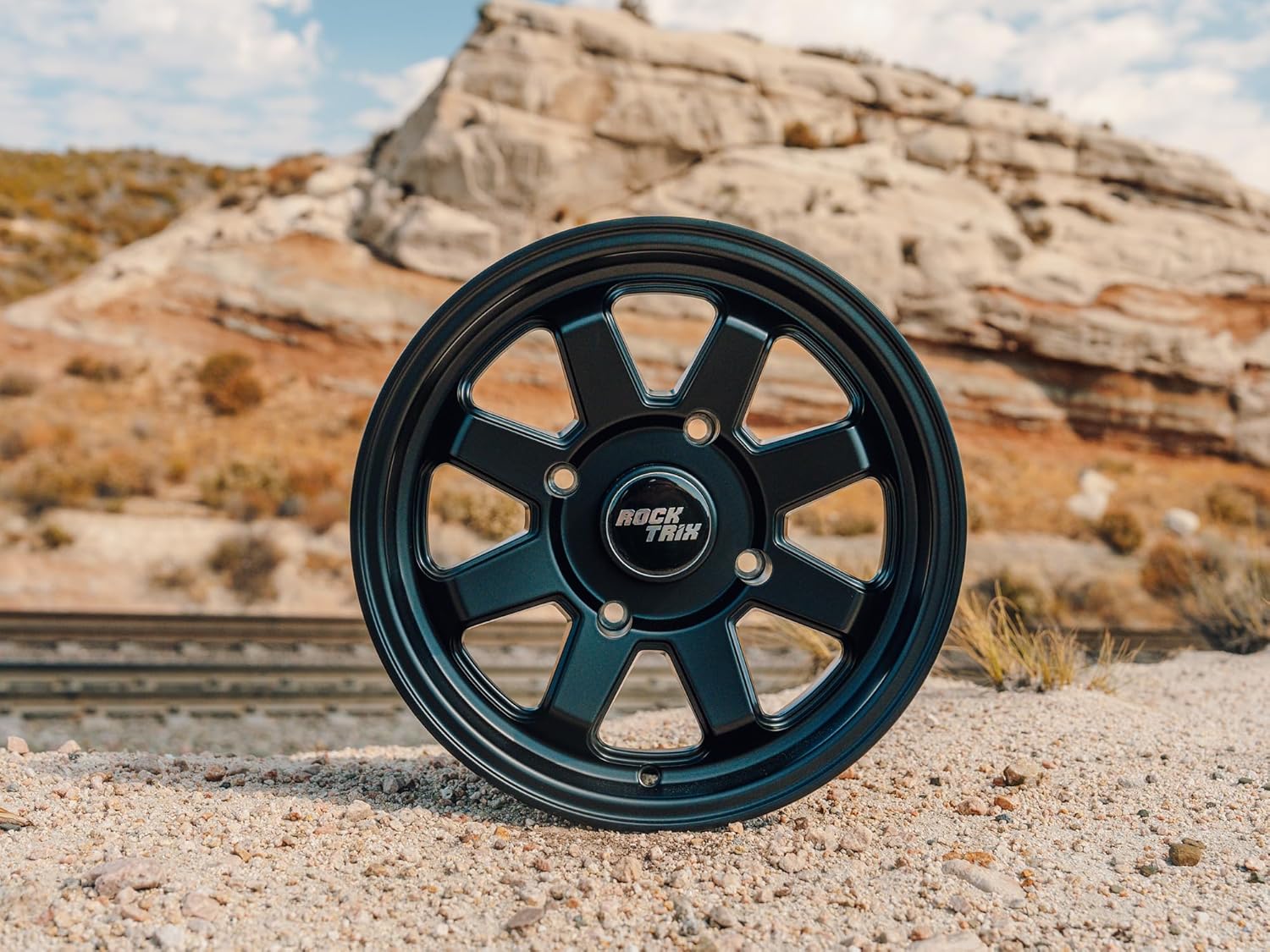 RockTrix RT116 14in ATV Wheel Rim 14x7 Matte Black, 4x156 Bolt Pattern, 5+2 offset, Compatible with Polaris Sportsman RZR Ranger (4/156)