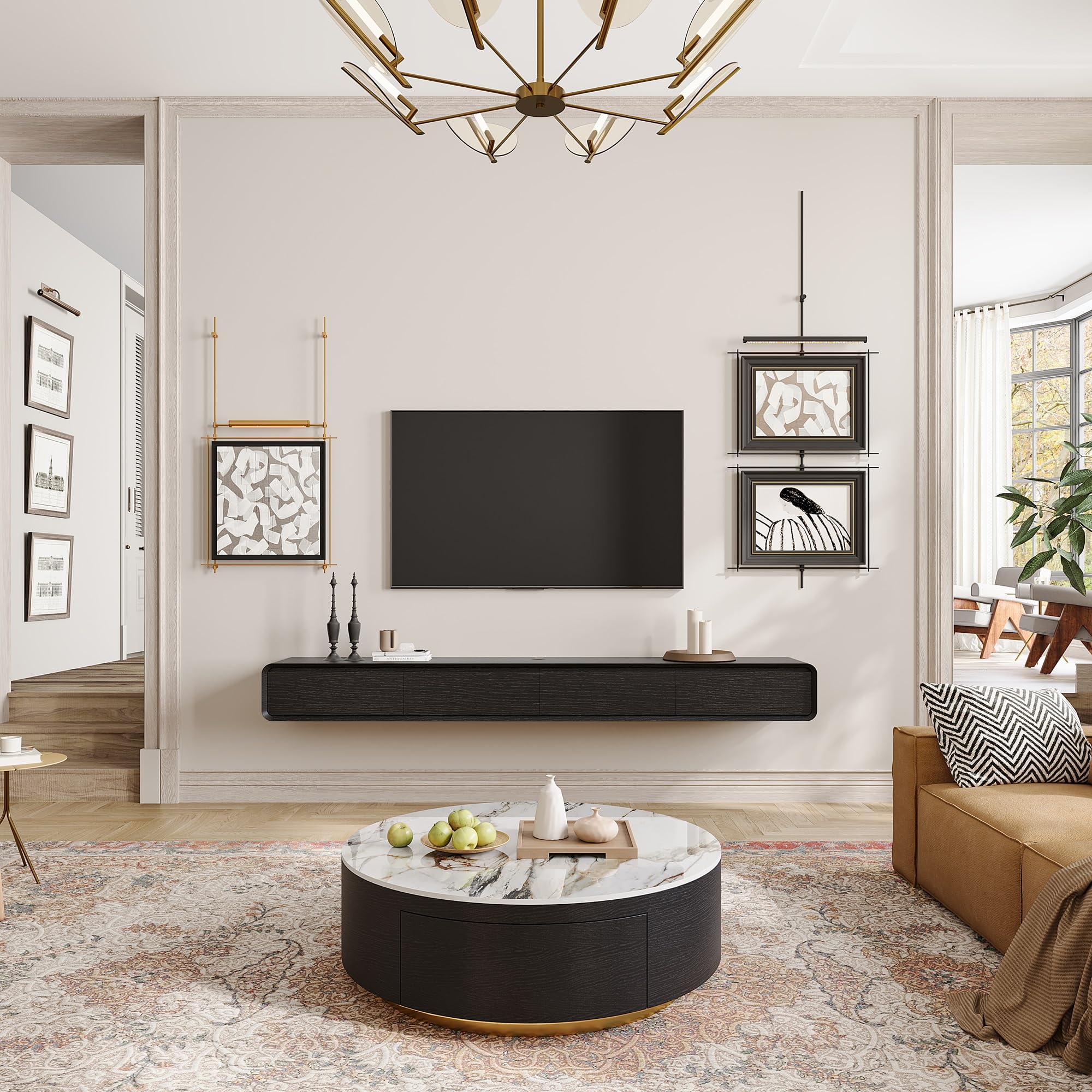 Wall-Mounted Entertainment Center with Minimalist Design