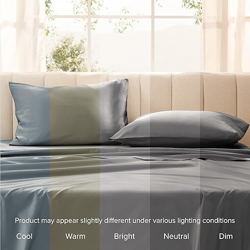 Miniatura 7 de Bare Home Juego de fundas de almohada de satén 100% algodón orgánico, tamaño King, tejido de satén suave, fundas de almohada King, cierre de sobre,