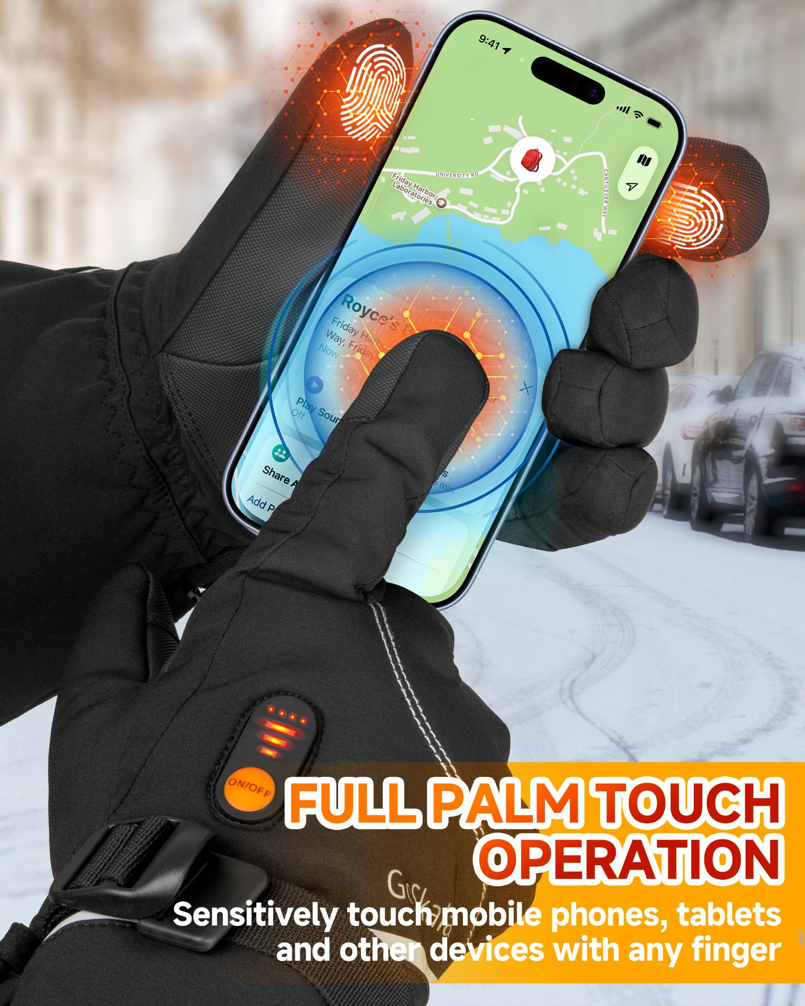 Guantes Calefactables eléctricos Recargables, batería Recargable de 5V 6000 mAh, 3 Niveles de Calentamiento, Pantalla táctil, Resistente al Agua, para Moto esquí Bicicleta
