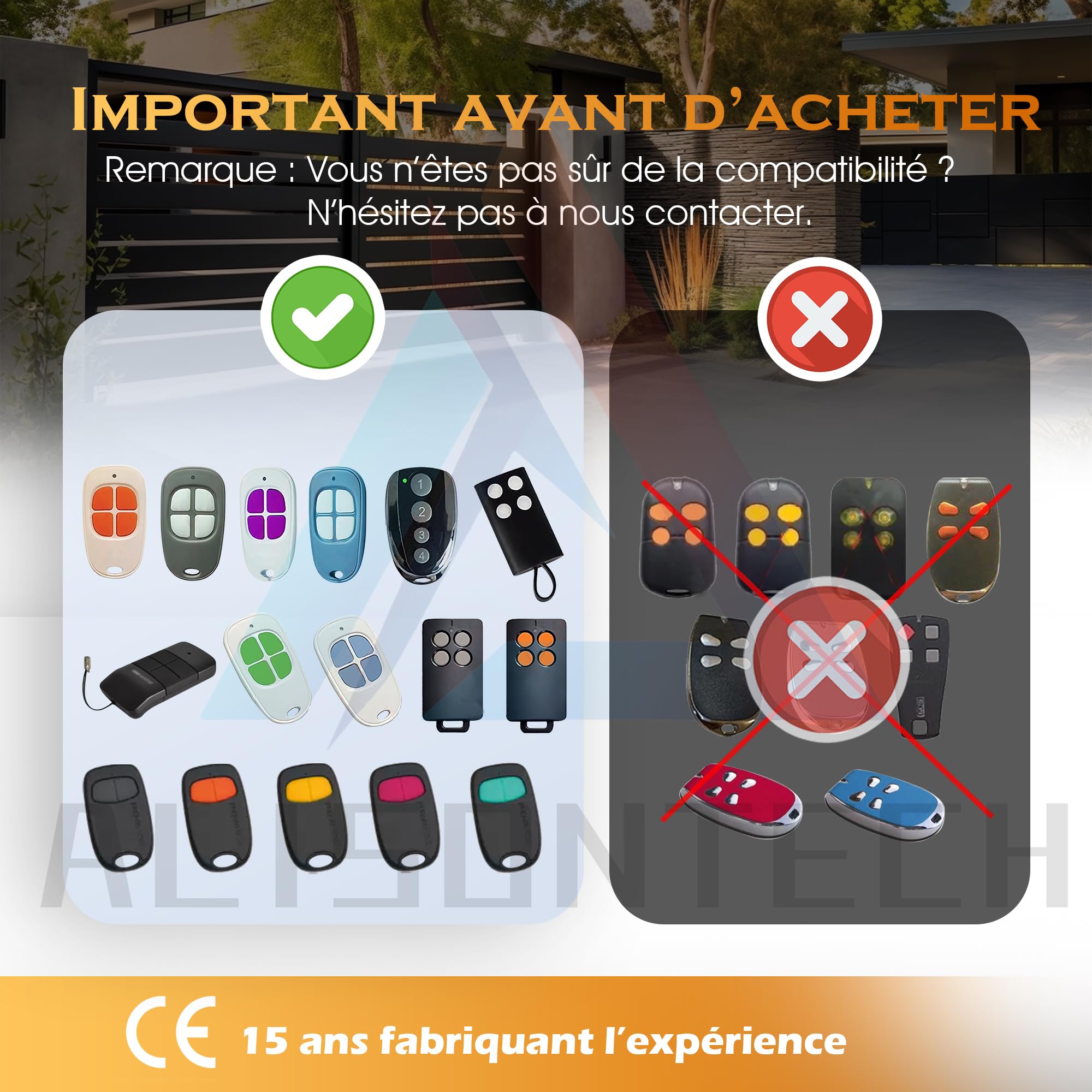 3 x AAM0049 Télécommande SCS Motorisation Portail Portes de Garage 4-Canaux 433,92MHz Garantie de 3 Ans