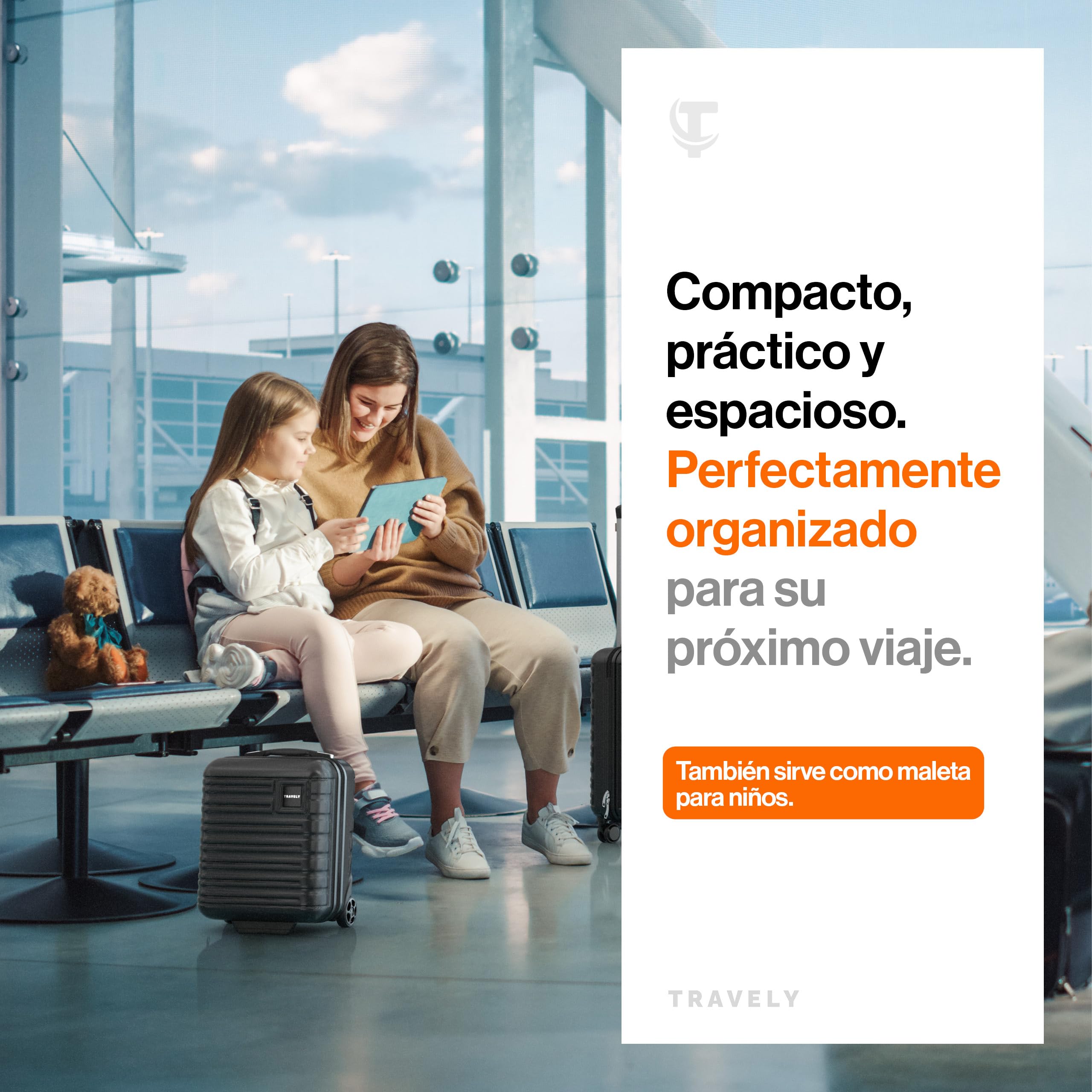 Travely Maleta de Equipaje de Mano 40x30x20cm - Apta para Ryanair, Lufthansa, Eurowings y co.