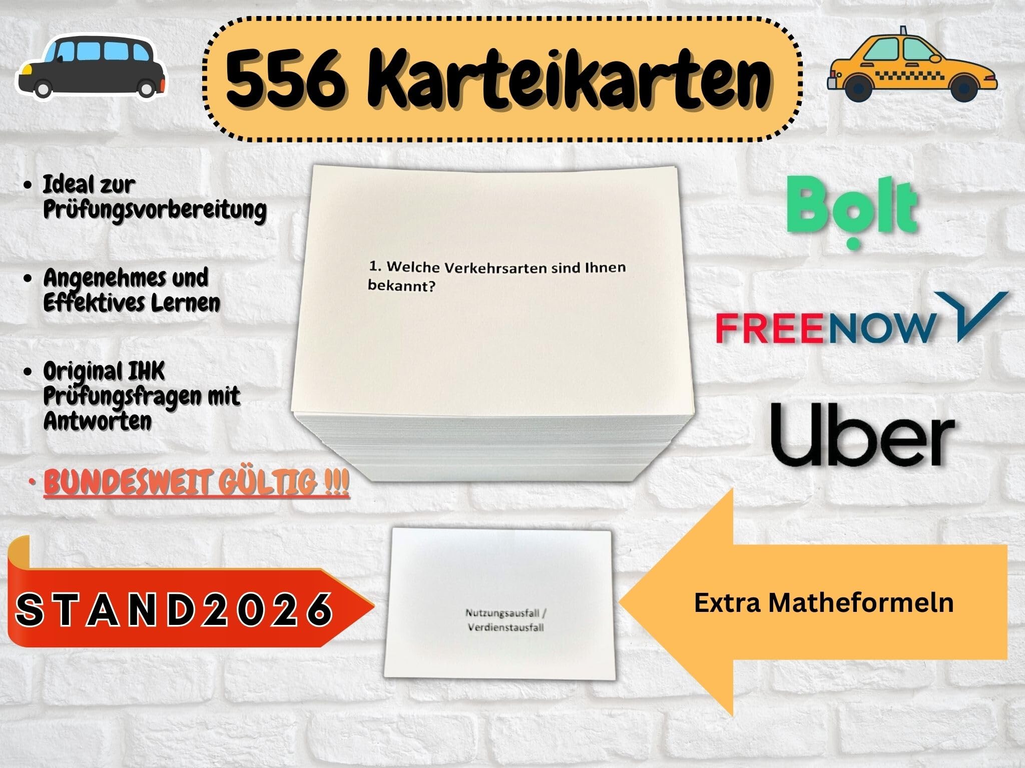 Taxi und Mietwagen | Vorbereitung auf die IHK-Fachkundeprüfung | Unternehmerschein I MANUSKRIPT + KARTEIKARTEN