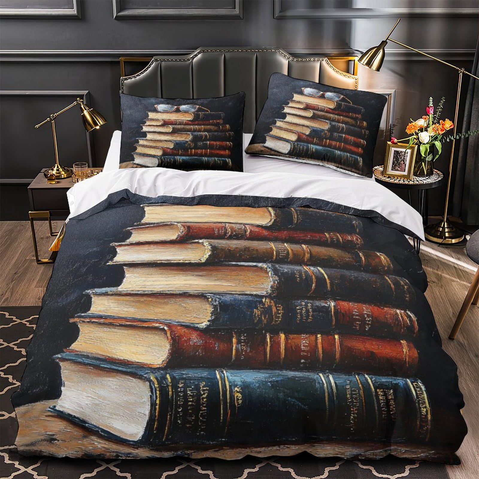 Housse de couette king 220x240cm rayures verticales en microfibre imprimée 3D