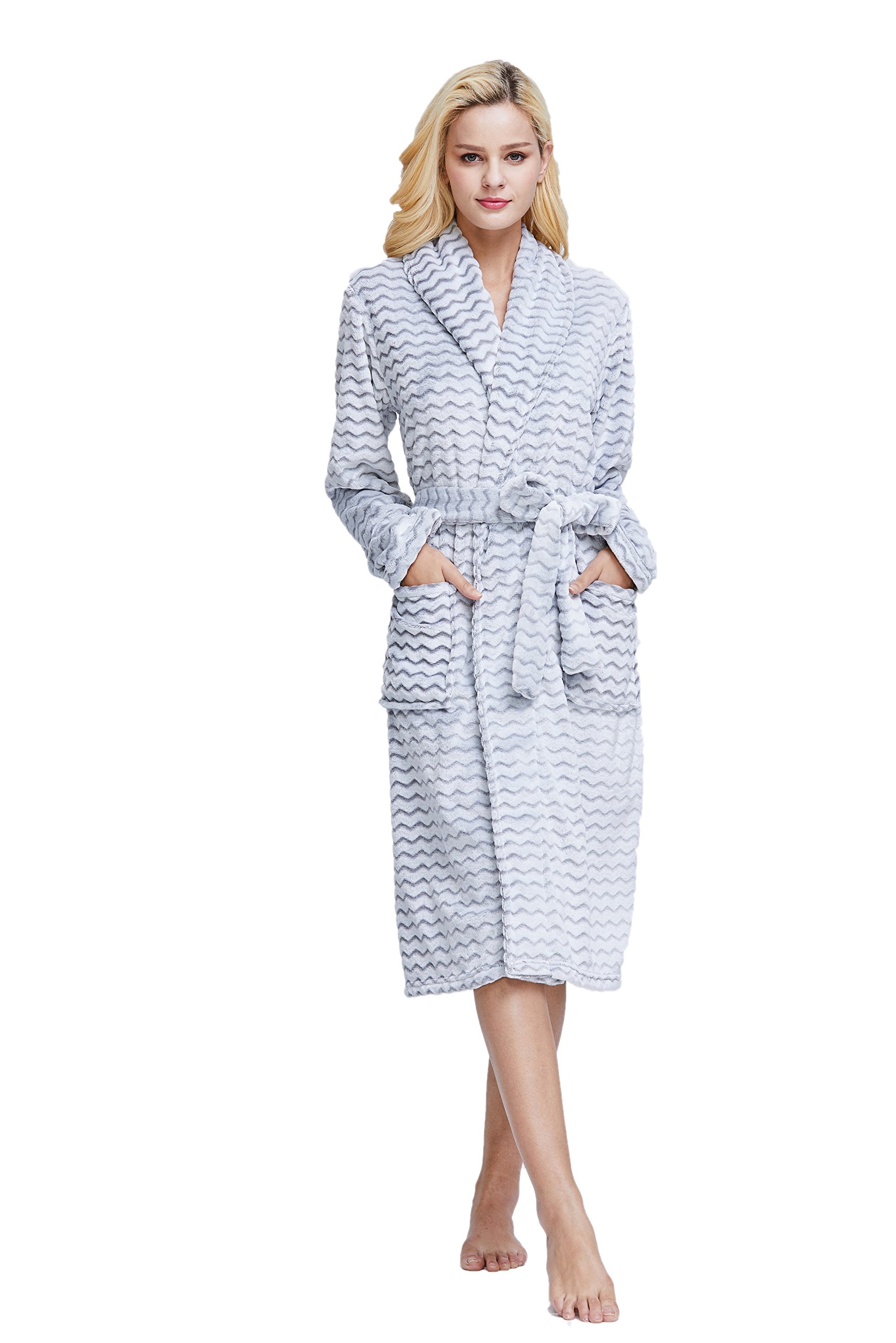 XMASCOMING Women's & Men's Coral Fleece Bath Robe Dressing Gown Housecoat Bathrobe