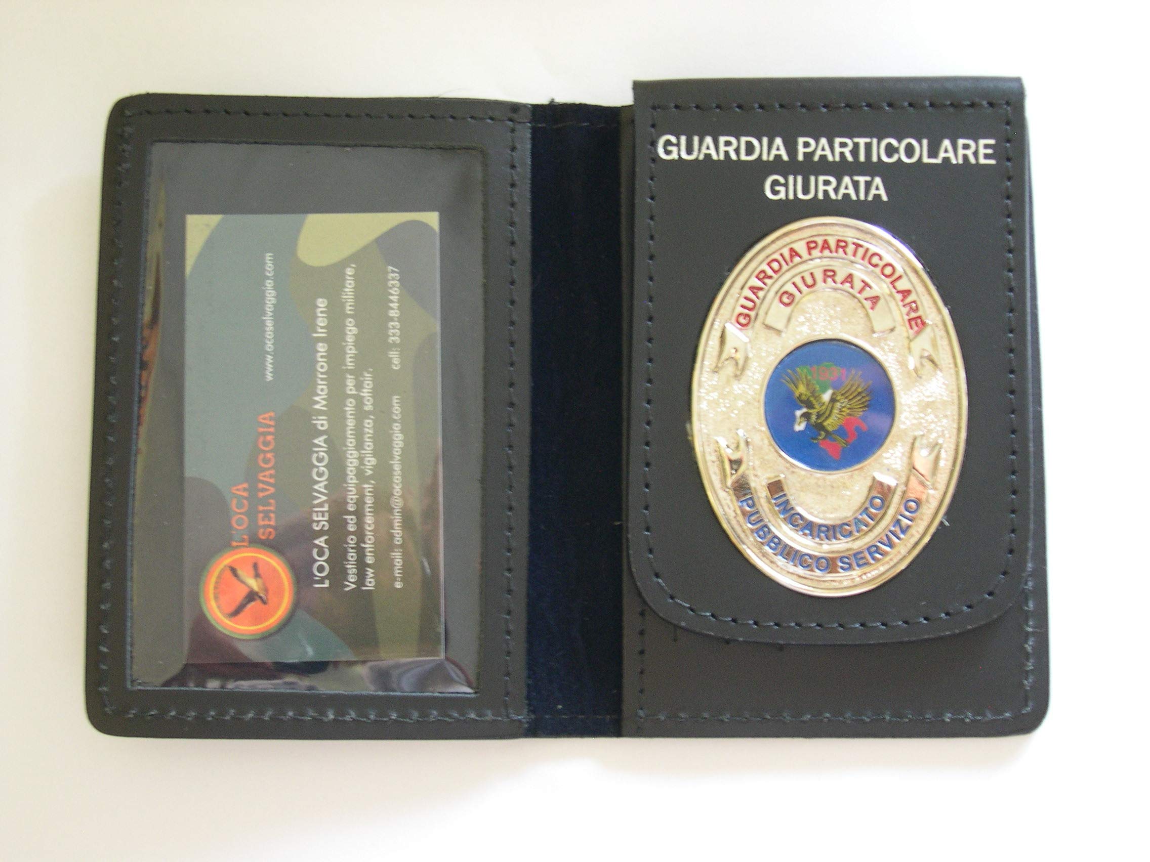 Metallo, Portafoglio Portadocumenti Guardia Giurata Incaricato Pubblico Servizio, Nero