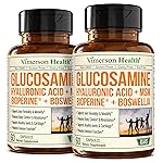 Glucosamine Sulfate with Hyaluronic Acid, Boswellia, Black Pepper & MSM Supplement - 5-in-1 Joint Supplements for Men and Women - Joint Health, Mobility & Bone Strength - FSA Eligible 2 Pack